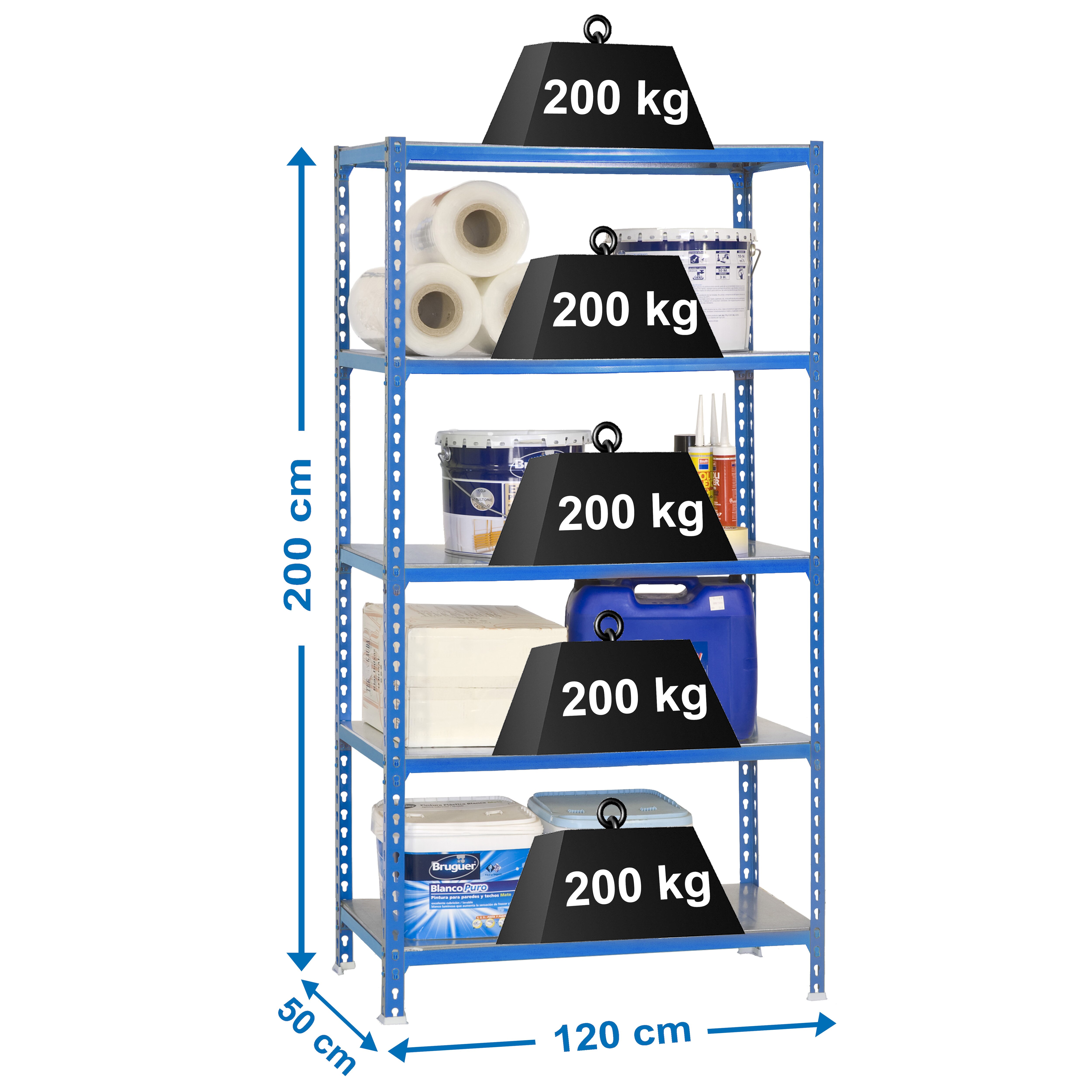 Estantería metálica  SIMONCLICK 5 Estantes Azul / Galvanizado-2
