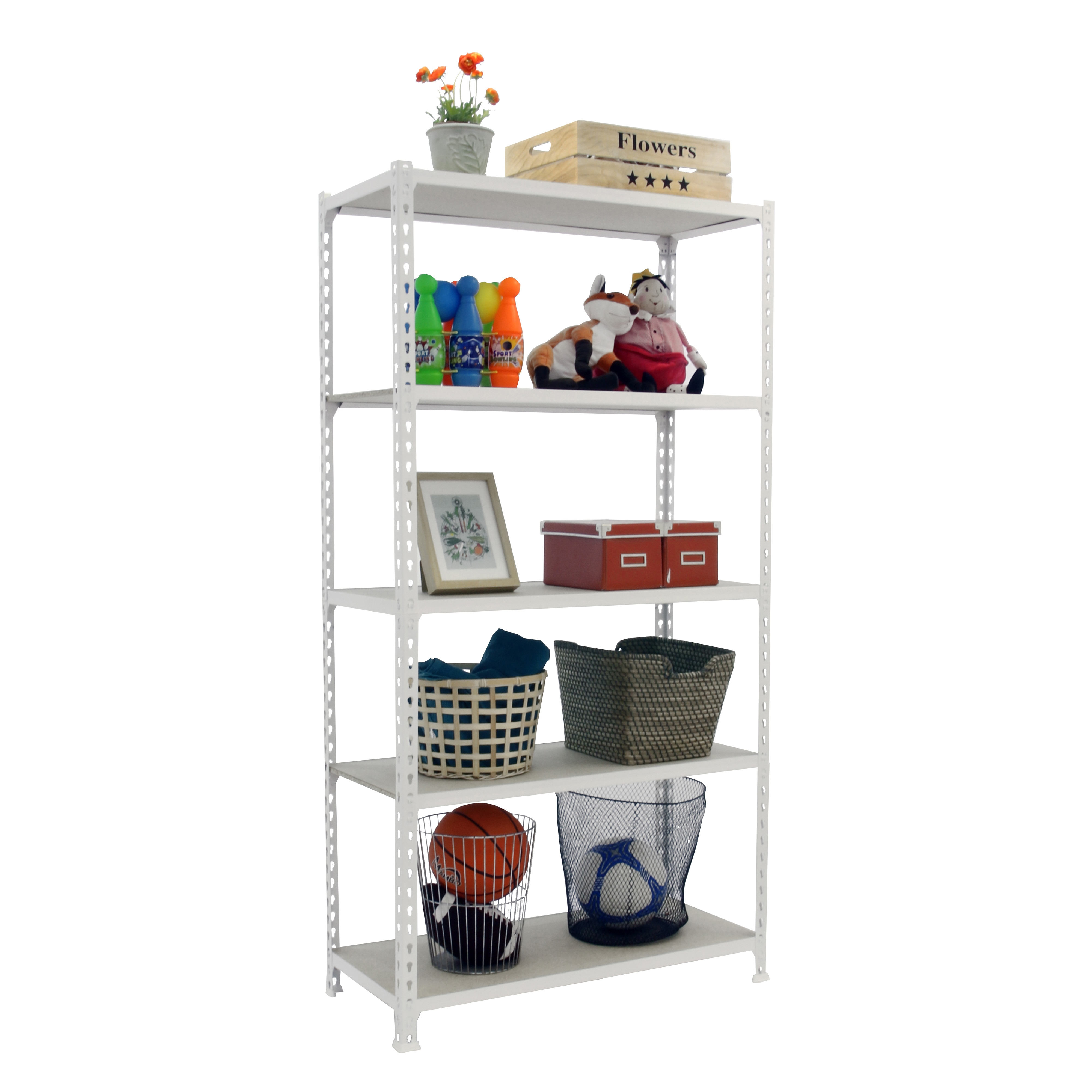 Estantería metálica MADERCLICK 5 Estantes Blanco / Madera-3