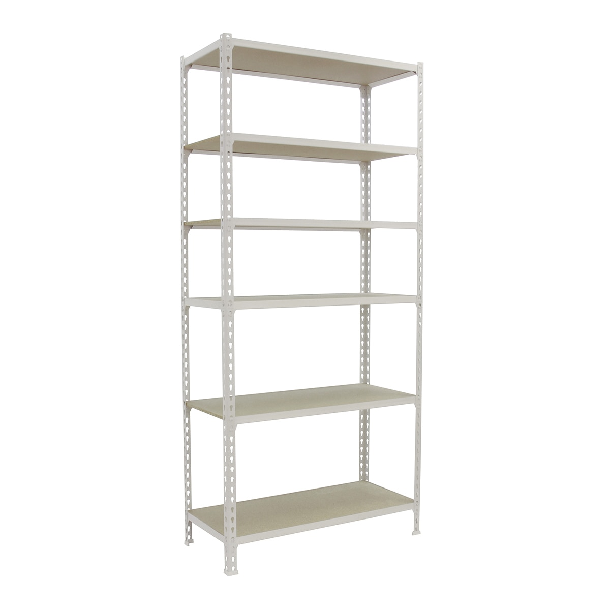 Estantería metálica MADERCLICK 6 Estantes Blanco / Madera-1