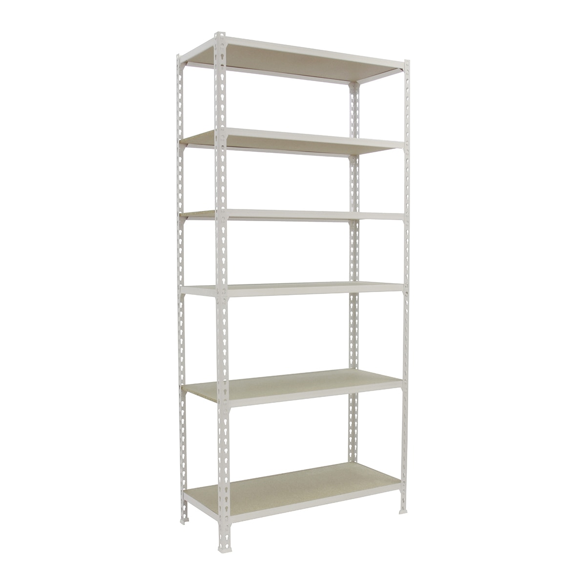 Estantería metálica  MADERCLICK 6 Estantes Blanco / Madera-1