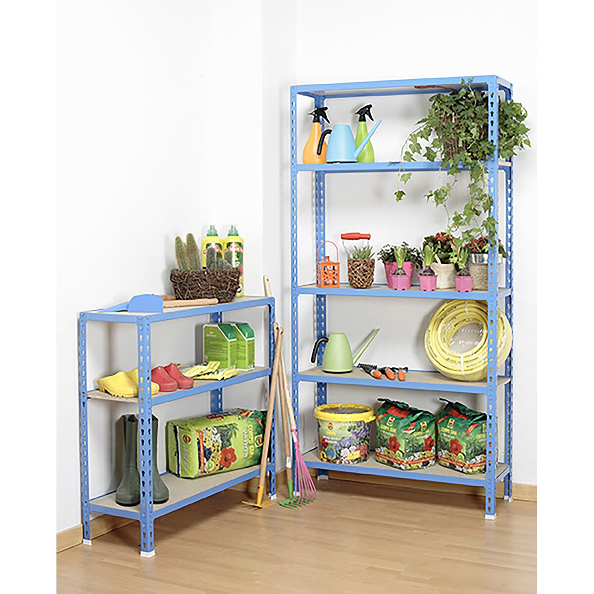 Estantería metálica MADERCLICK 5 Estantes Azul / Madera-3