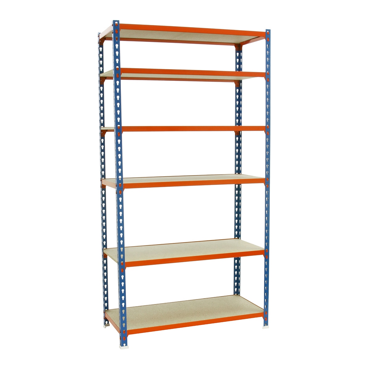 Estantería metálica MADERCLICK 6 Estantes Azul / Naranja / Madera-1