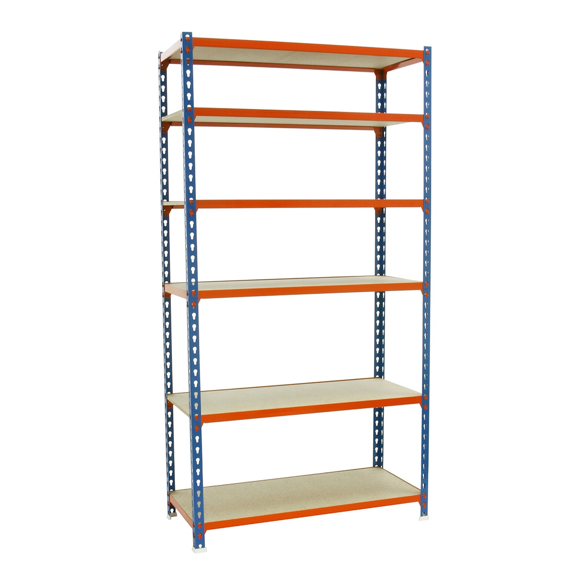 Estantería metálica MADERCLICK 6 Estantes Azul / Naranja / Madera-1