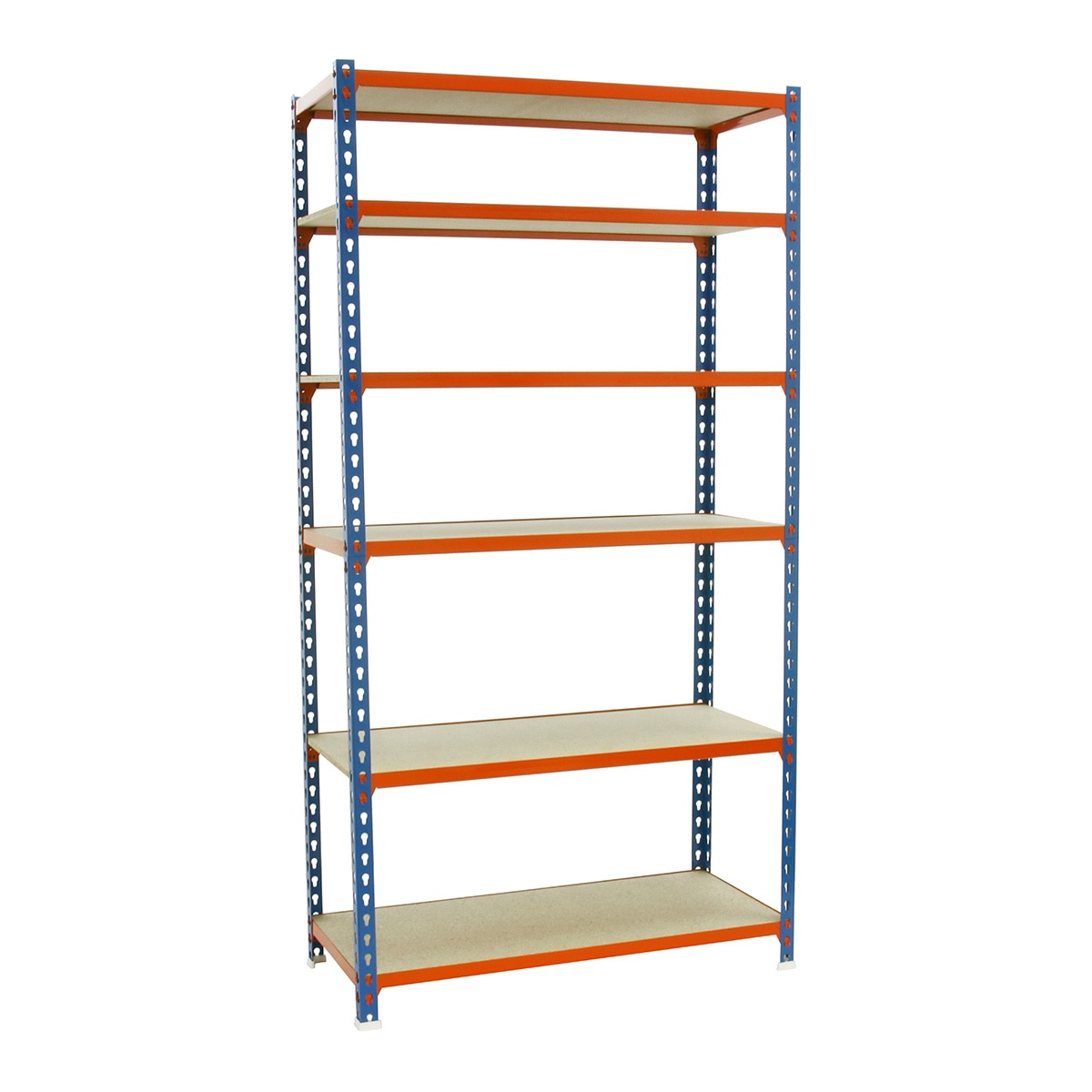 Estantería metálica MADERCLICK 6 Estantes Azul / Naranja / Madera-1