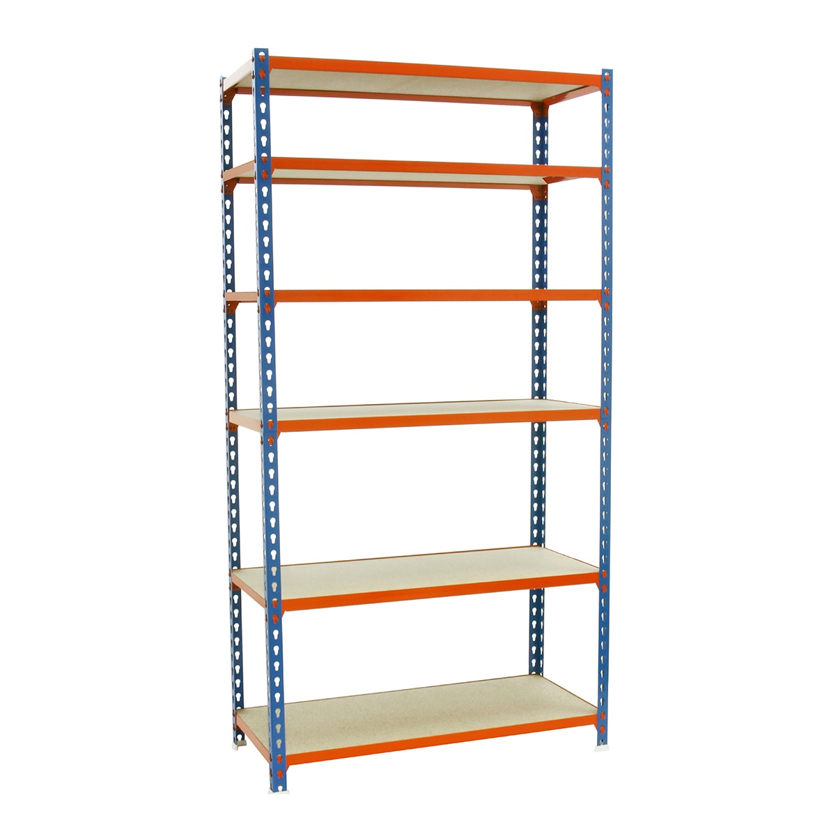 Estantería metálica MADERCLICK 6 Estantes Azul / Naranja / Madera-1
