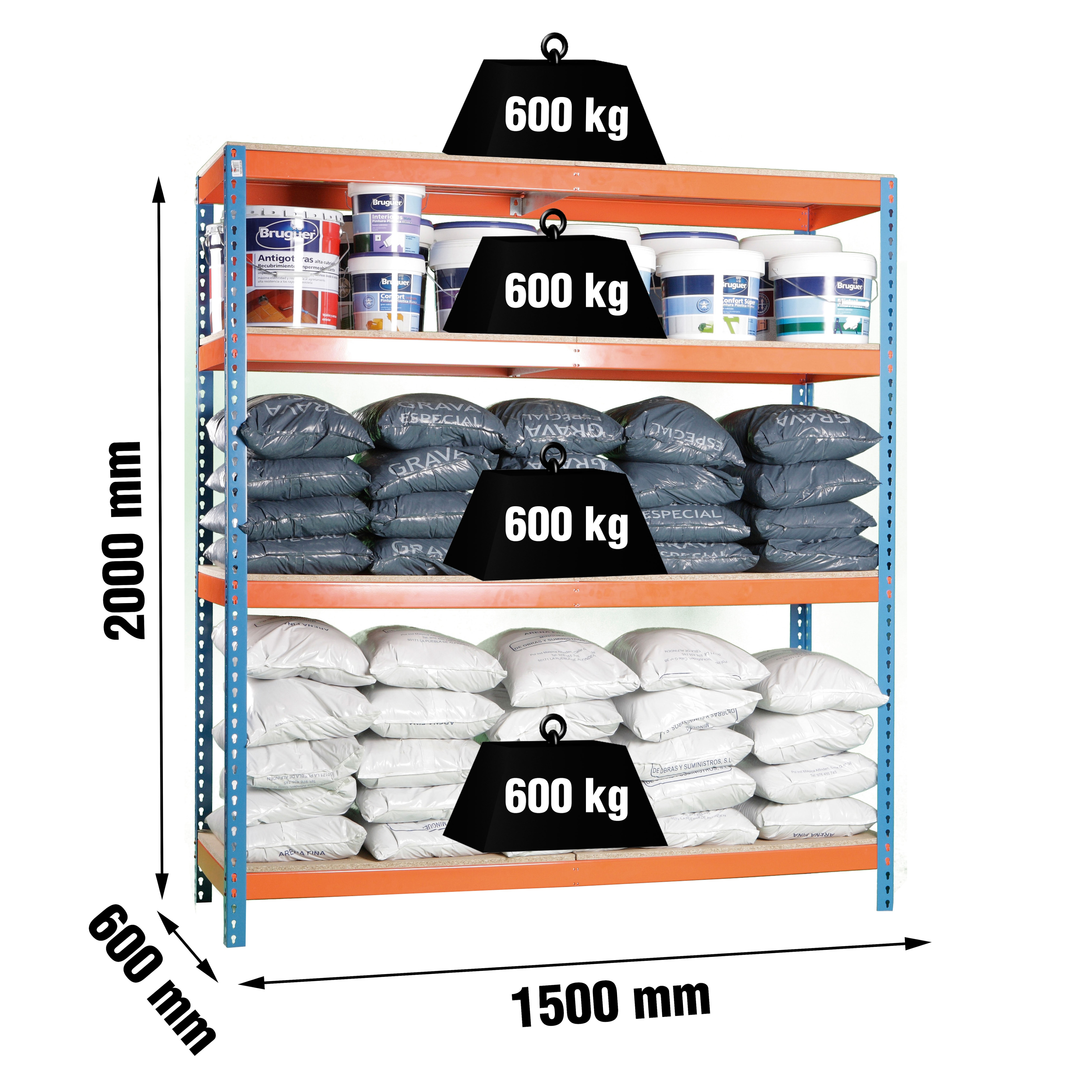 Estantería metálica SIMONFORTE 4 Estantes Azul / Naranja / Madera-2