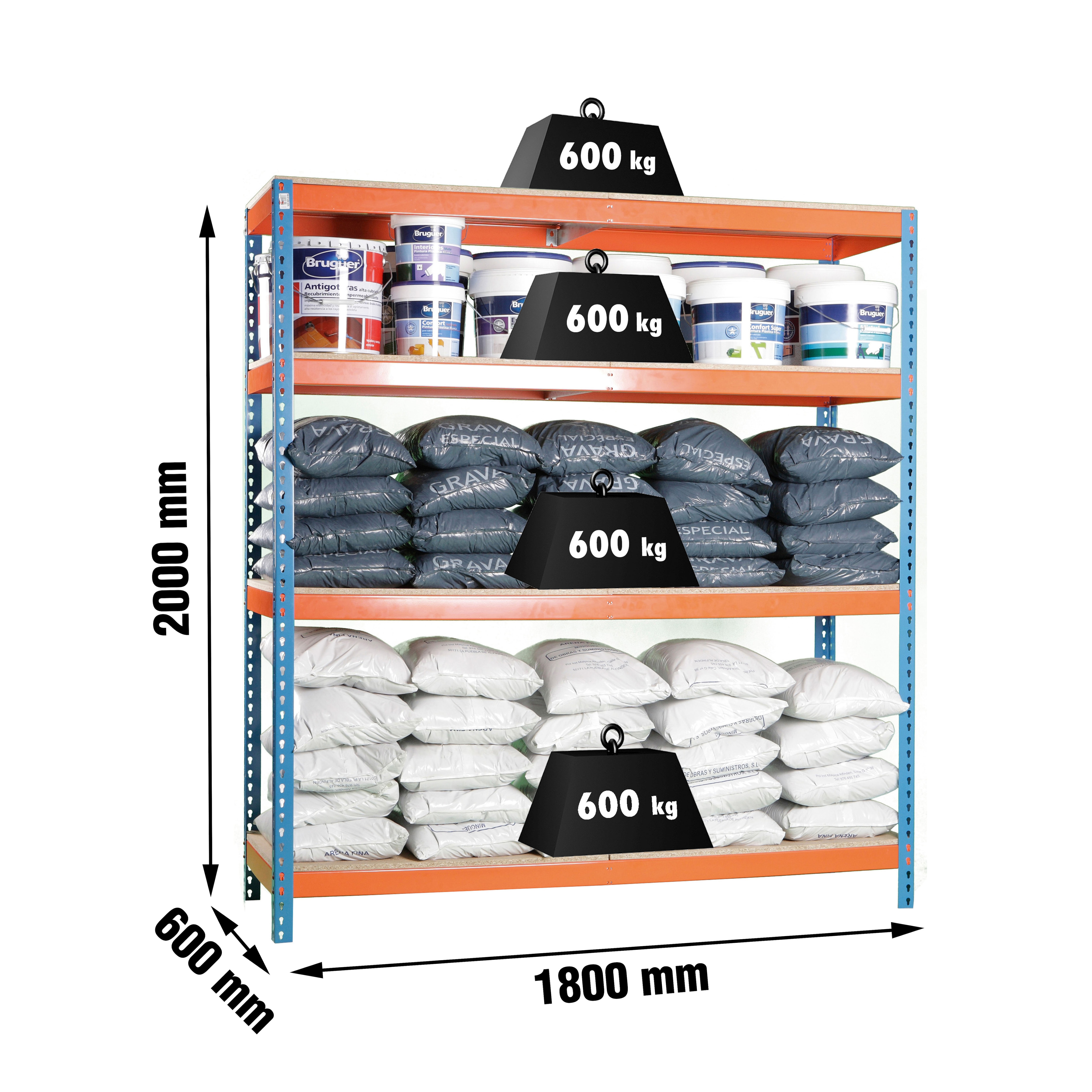 Estantería metálica SIMONFORTE 4 Estantes Azul / Naranja / Madera-2