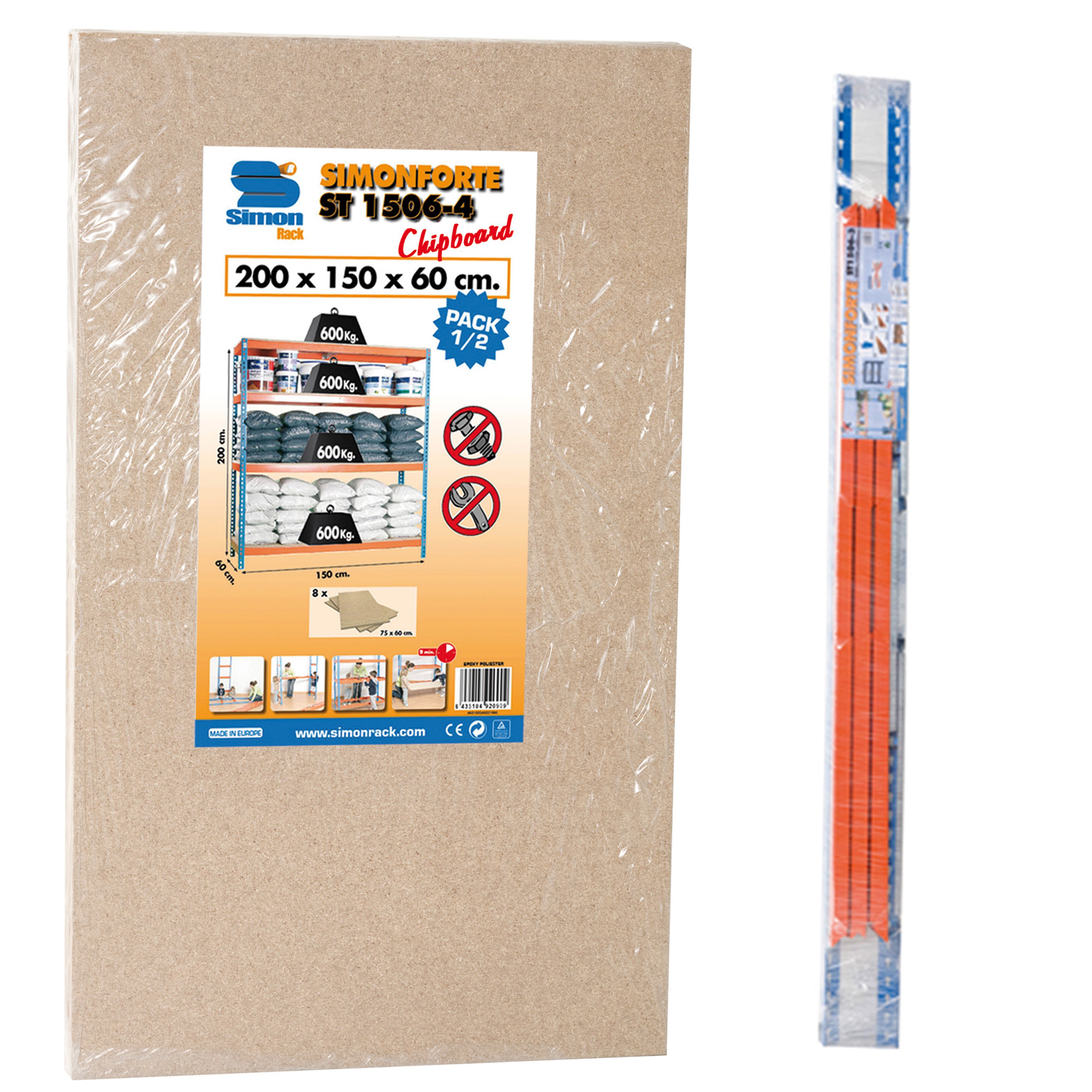 Estantería metálica SIMONFORTE 3 Estantes Azul / Naranja / Madera-3
