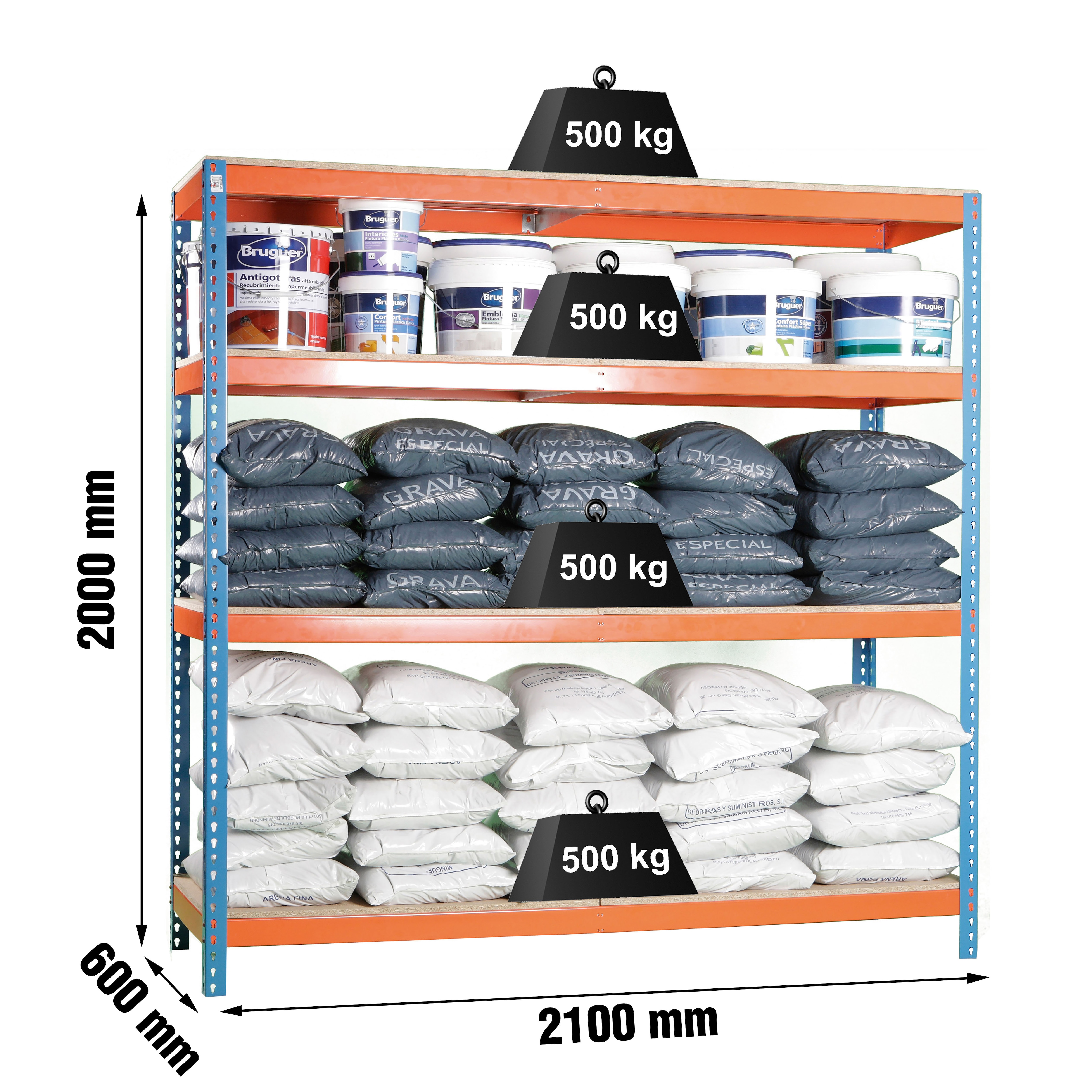 Estantería metálica SIMONFORTE 4 Estantes Azul / Naranja / Madera-2