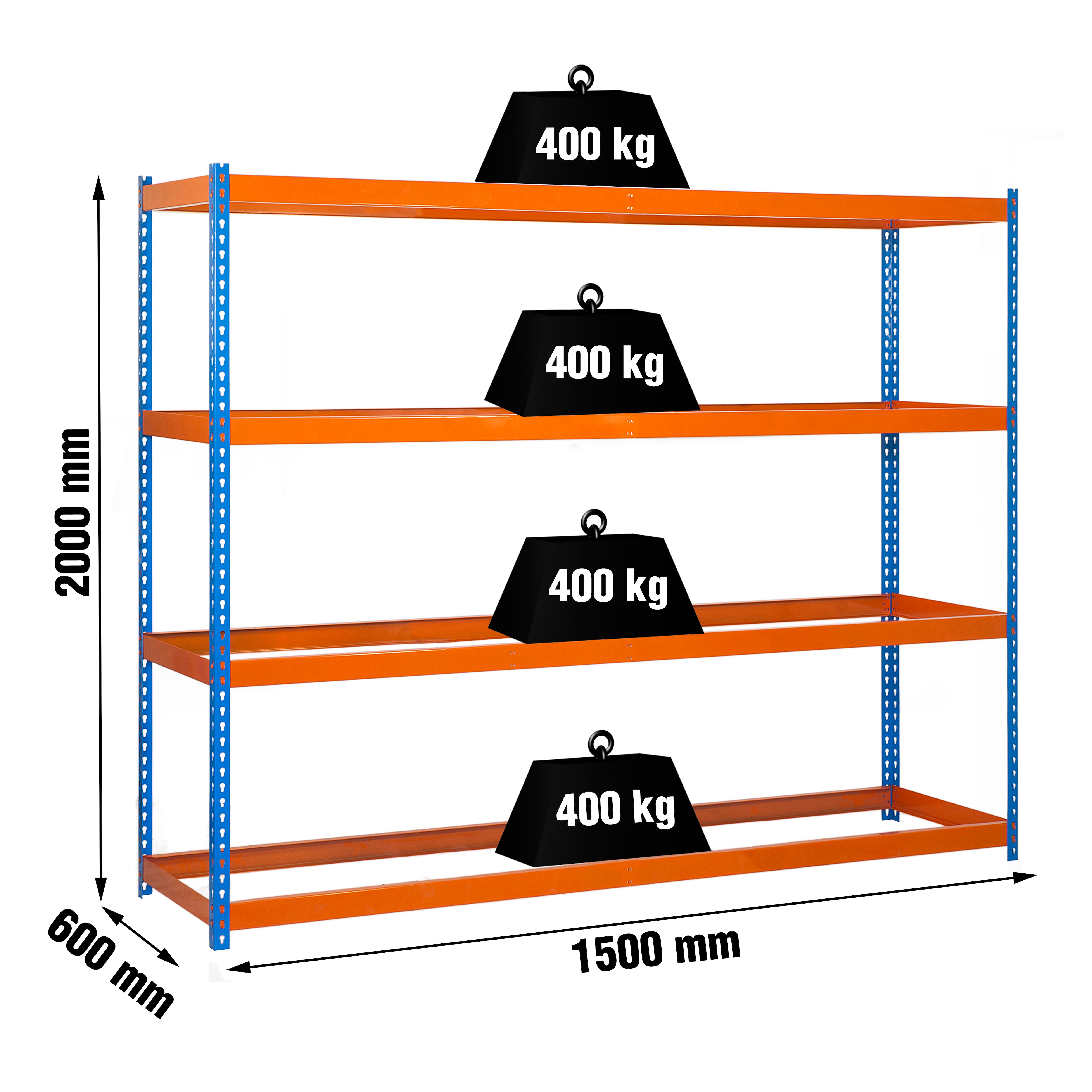 Estantería metálica  ECOFORTE 4 Estantes Azul / Naranja-2