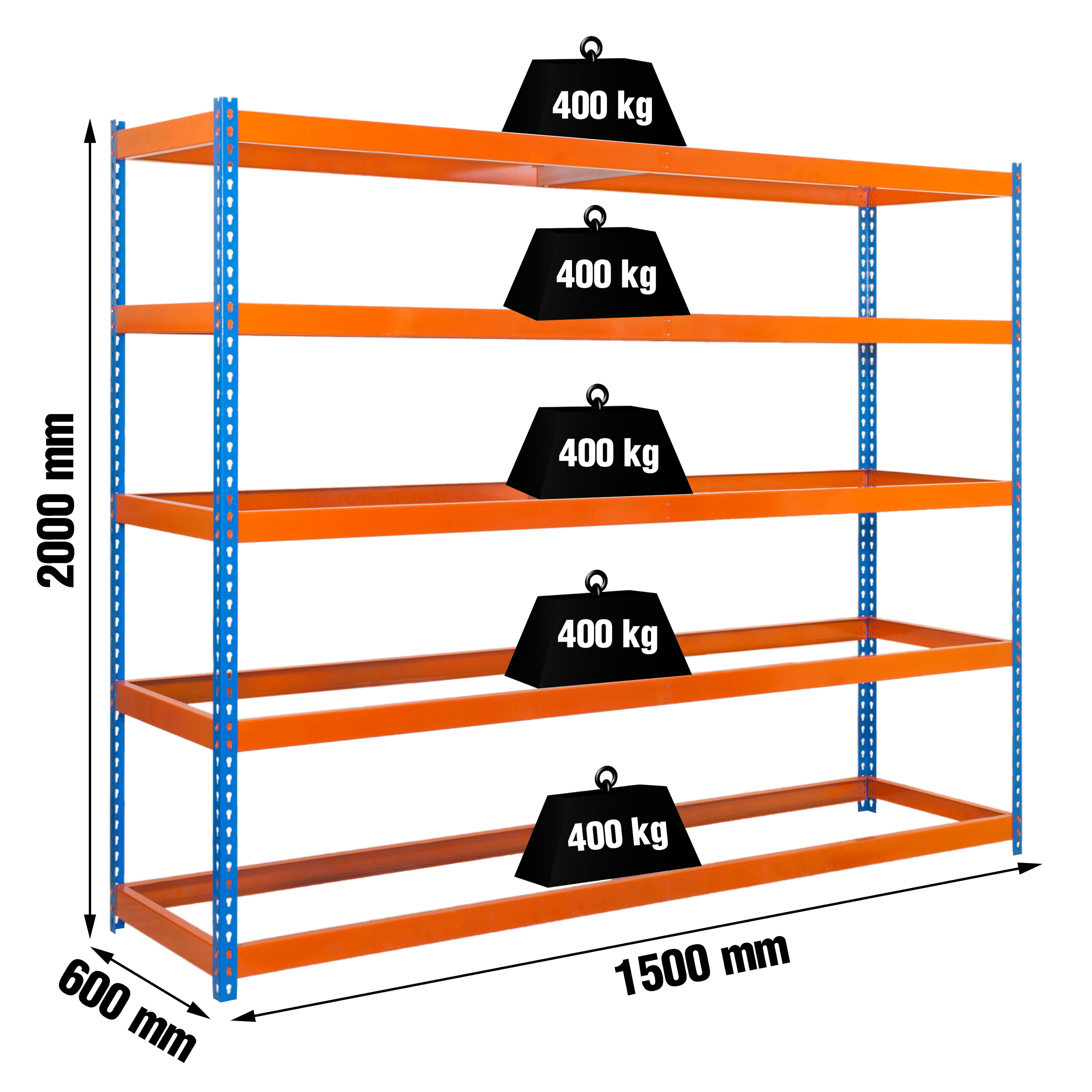 Estantería metálica  ECOFORTE 5 Estantes Azul / Naranja-2