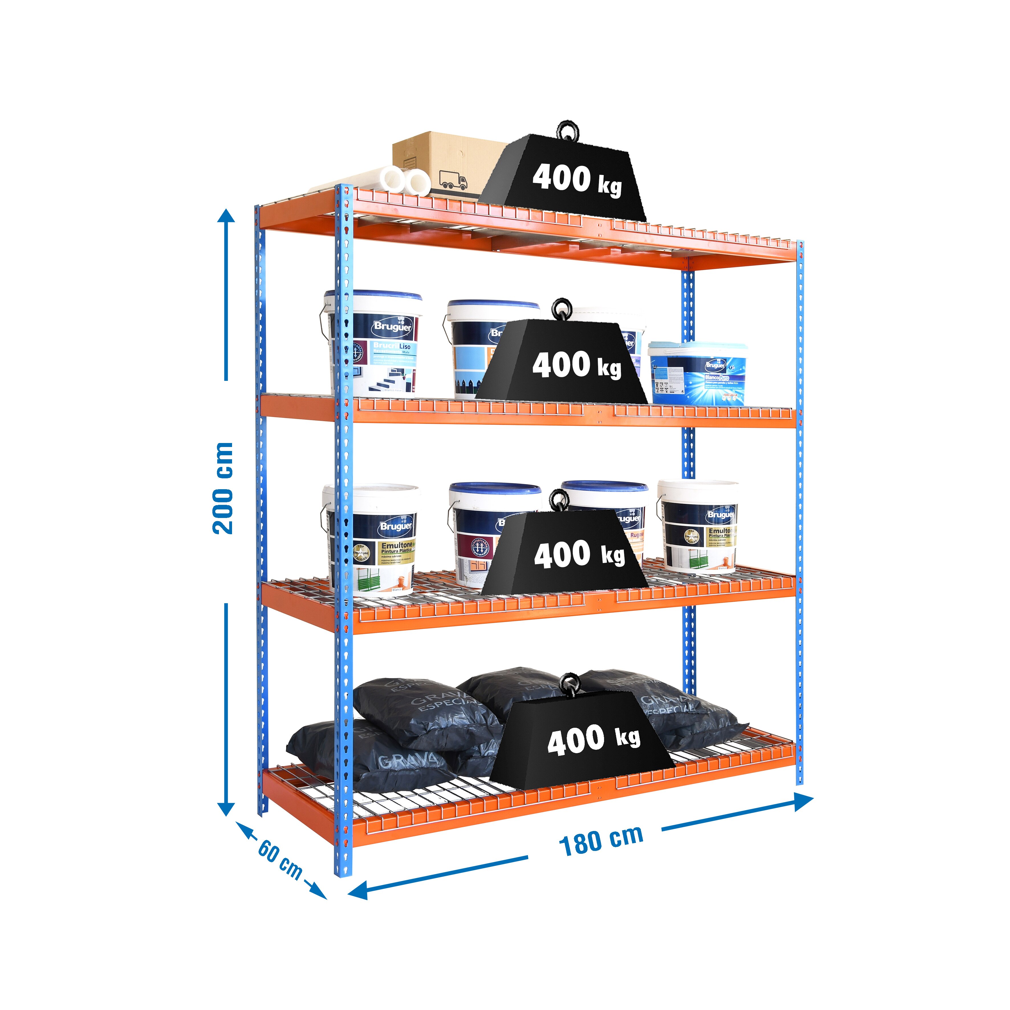 Estantería metálica  ECOFORTE 4 Estantes Azul / Naranja-2