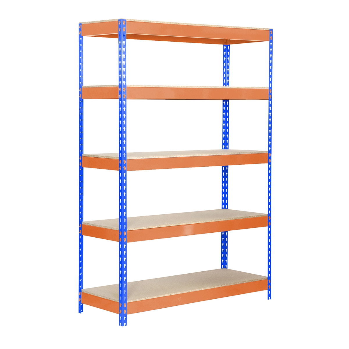 Estantería metálica BRICOFORTE 5 Estantes Azul / Naranja / Madera-1