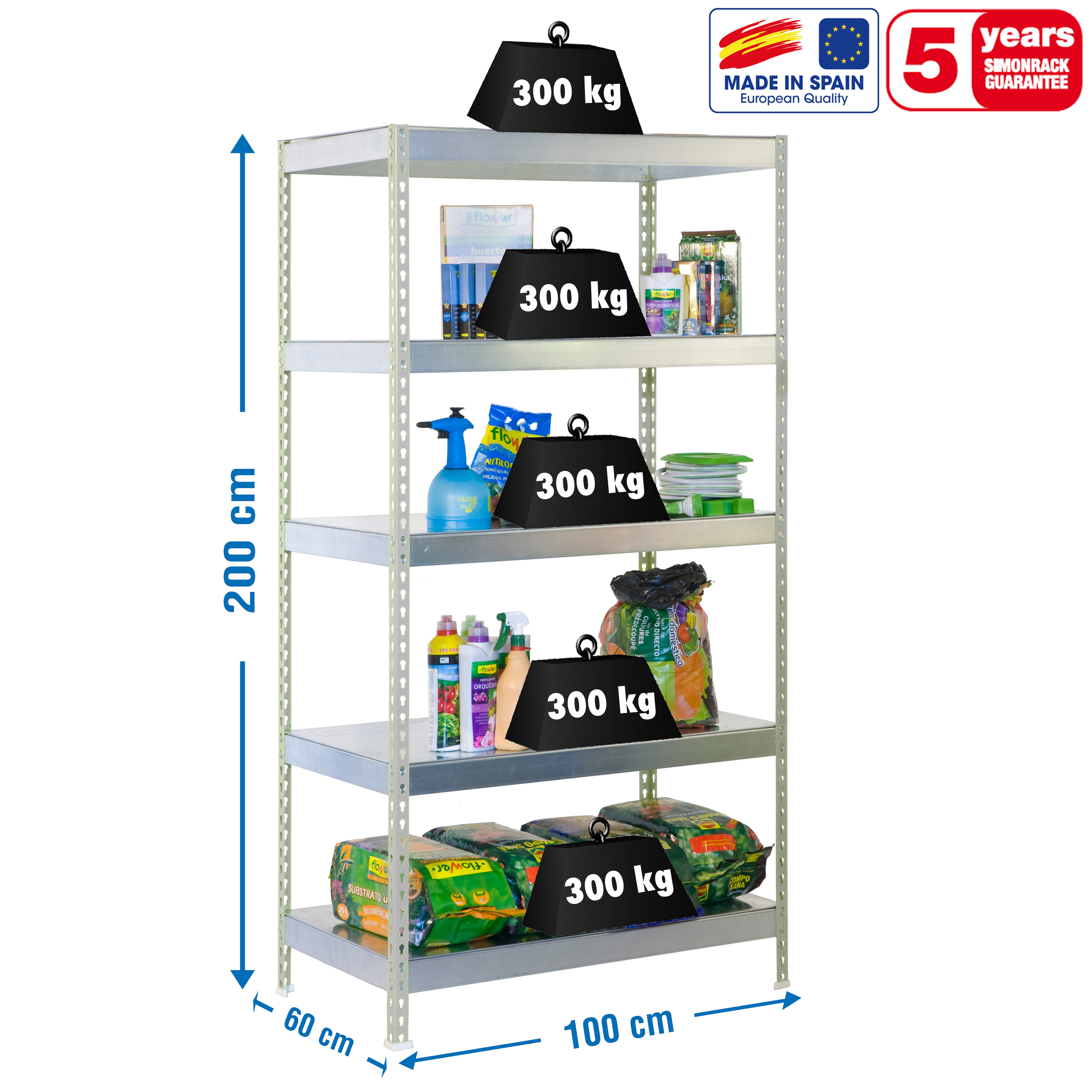 Estantería metálica BRICOFORTE 5 Estantes Galvanizado / Galvanizado-2