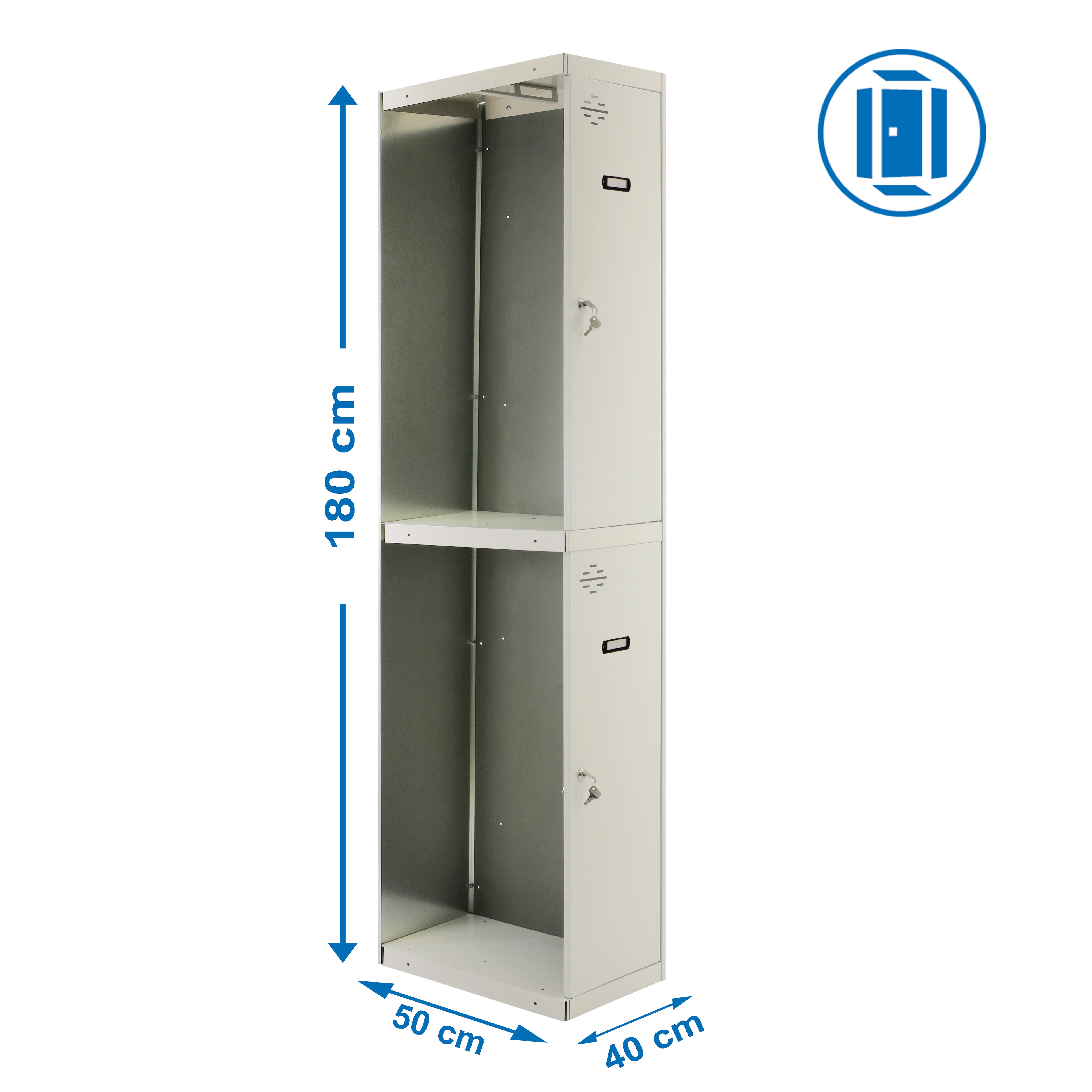 Módulo Taquilla metálica Profesional Tándem 2 Puertas Gris / Gris-2