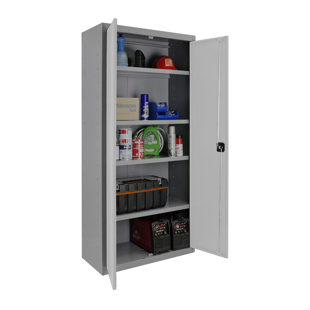 Armario metálico Profesional 2 Puertas y 4 Baldas Interiores Montado Gris / Blanco-1