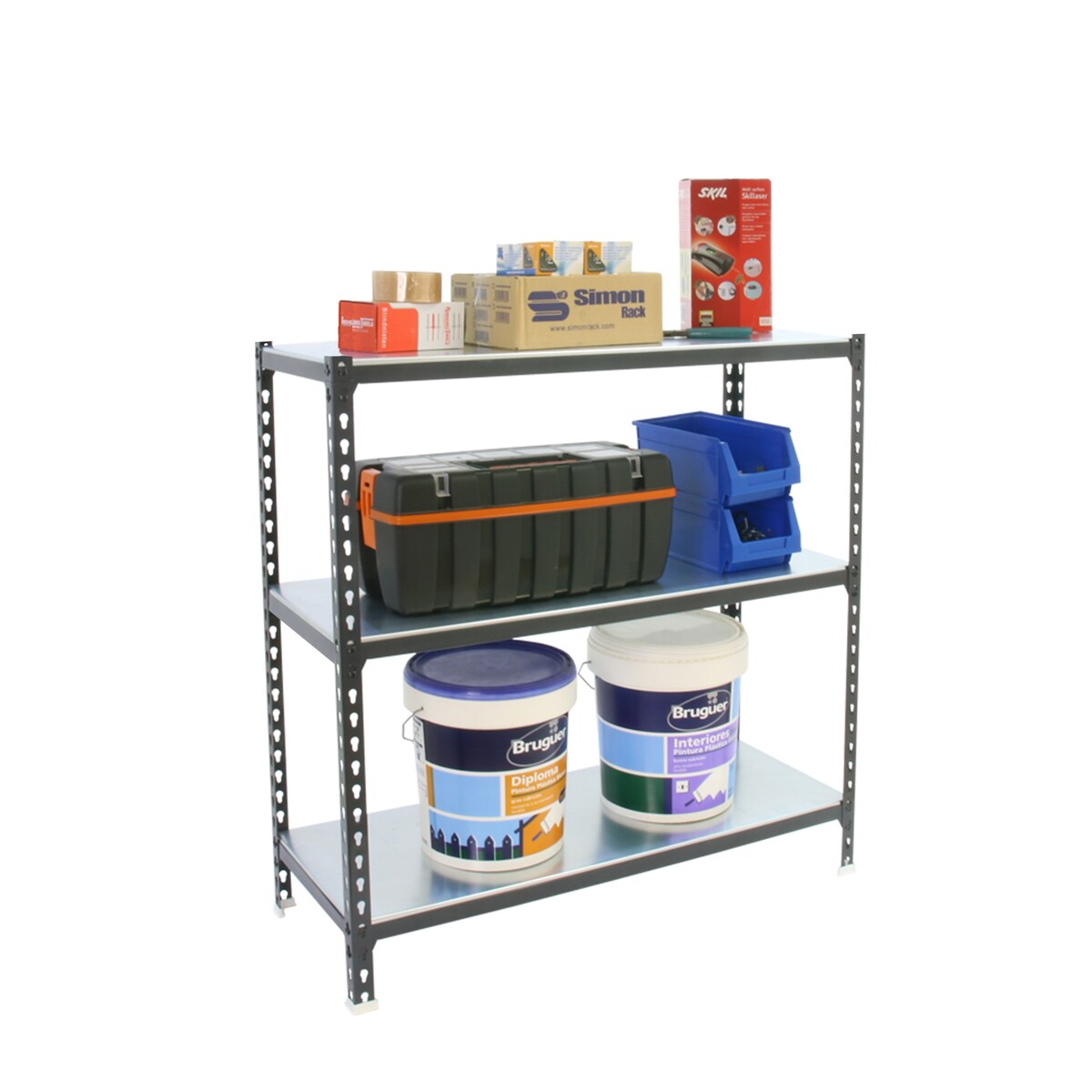 Estantería metálica Simonclick Superplus 3 Baldas 110x100x40 cm Antracita / Gris-2
