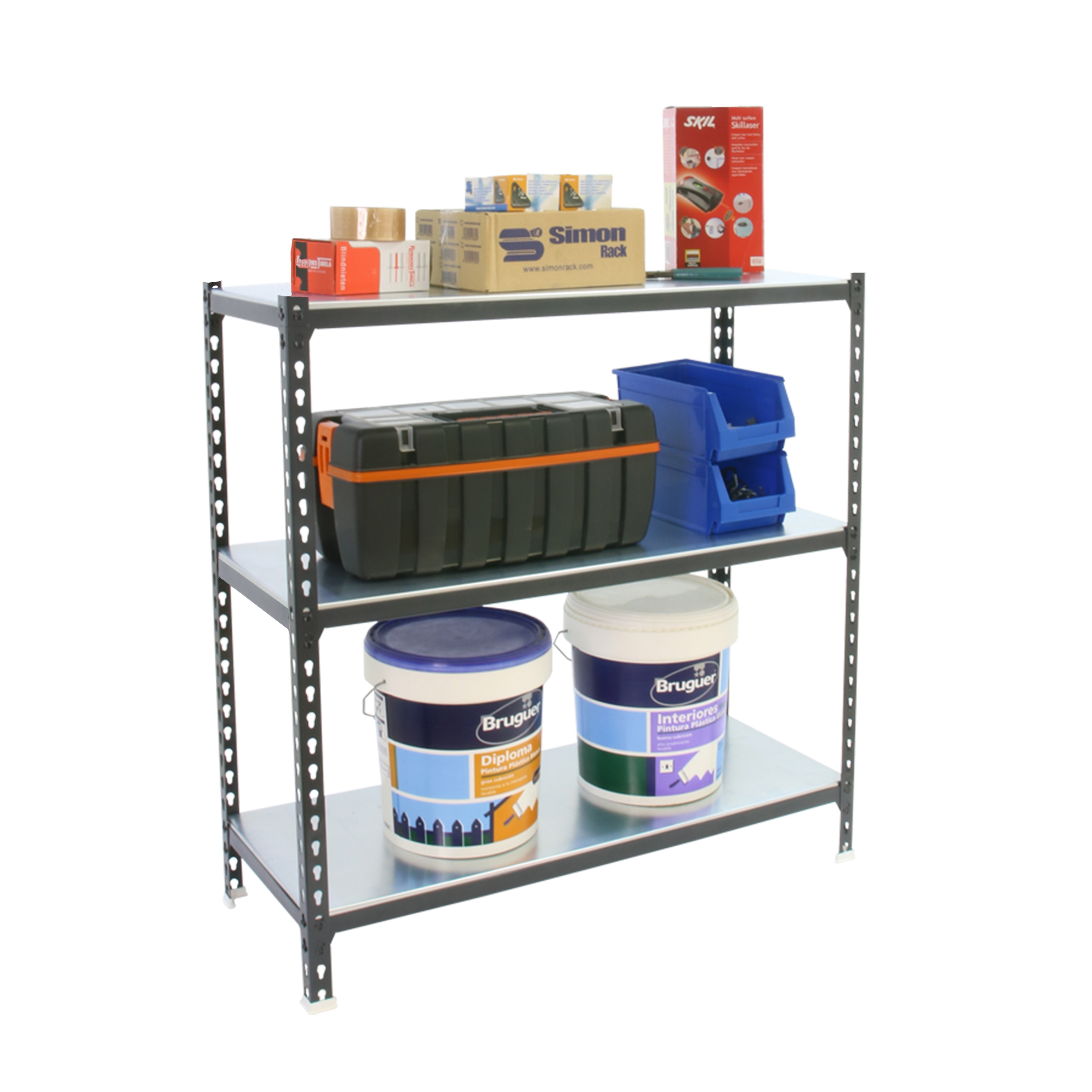 Estantería metálica Simonclick Superplus 3 Baldas 110x90x50 cm Antracita / Blanco-2