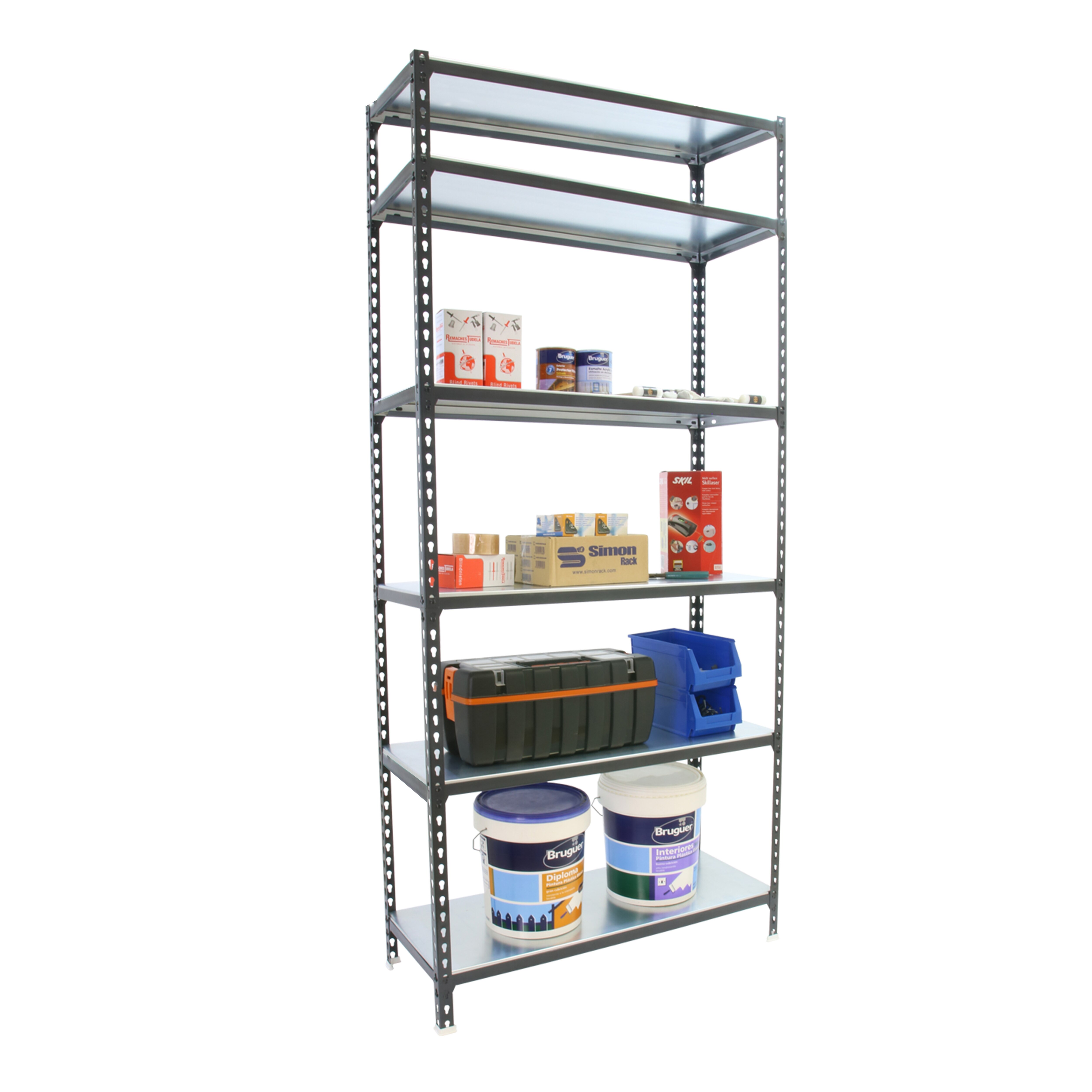 Estante Metálica Simonclick Superplus 6 Prateleiras - 110x250x30 cm Antracite / Cinzento-2
