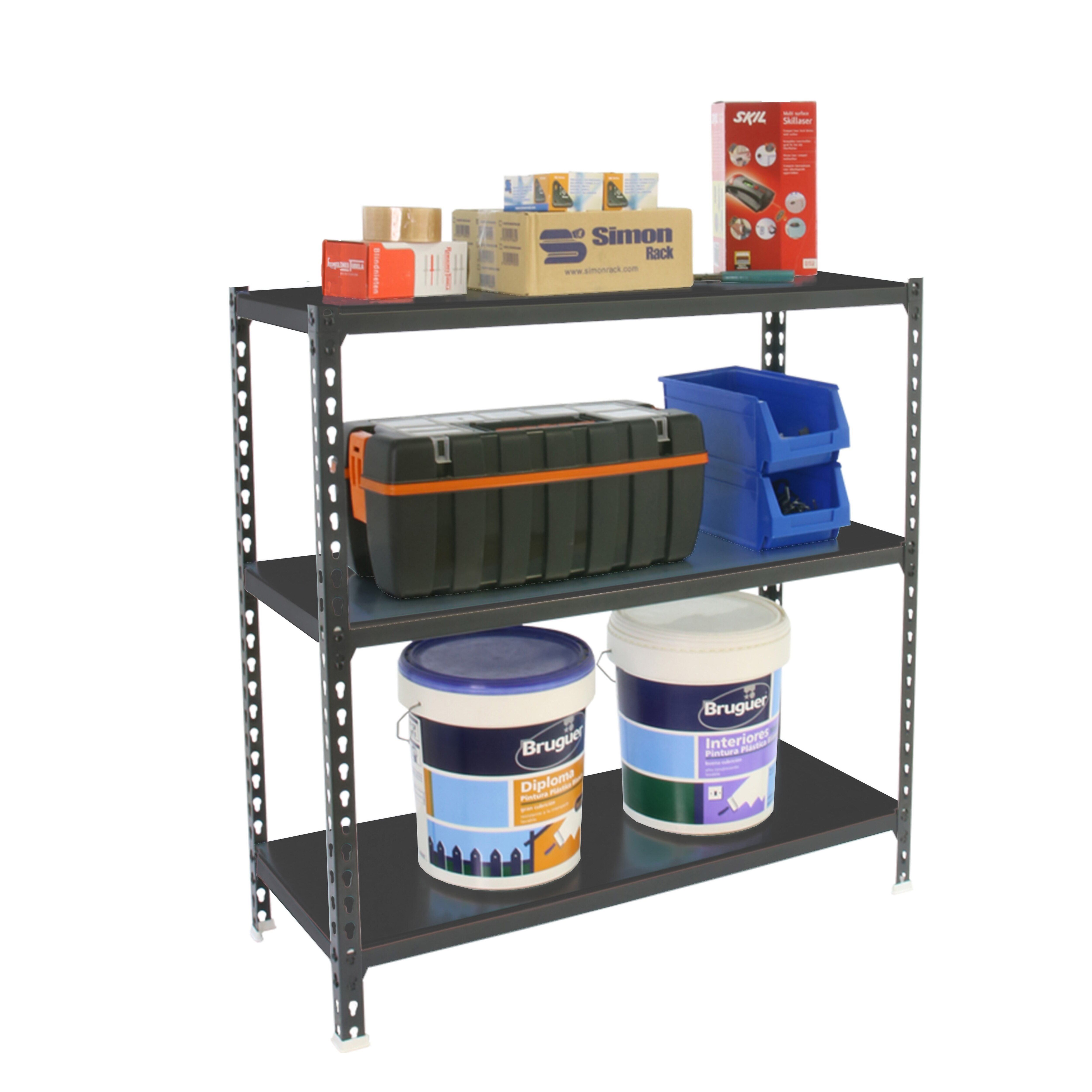Estantería metálica Simonclick Megaplus 3 Baldas 120x90x40 cm Antracita-2
