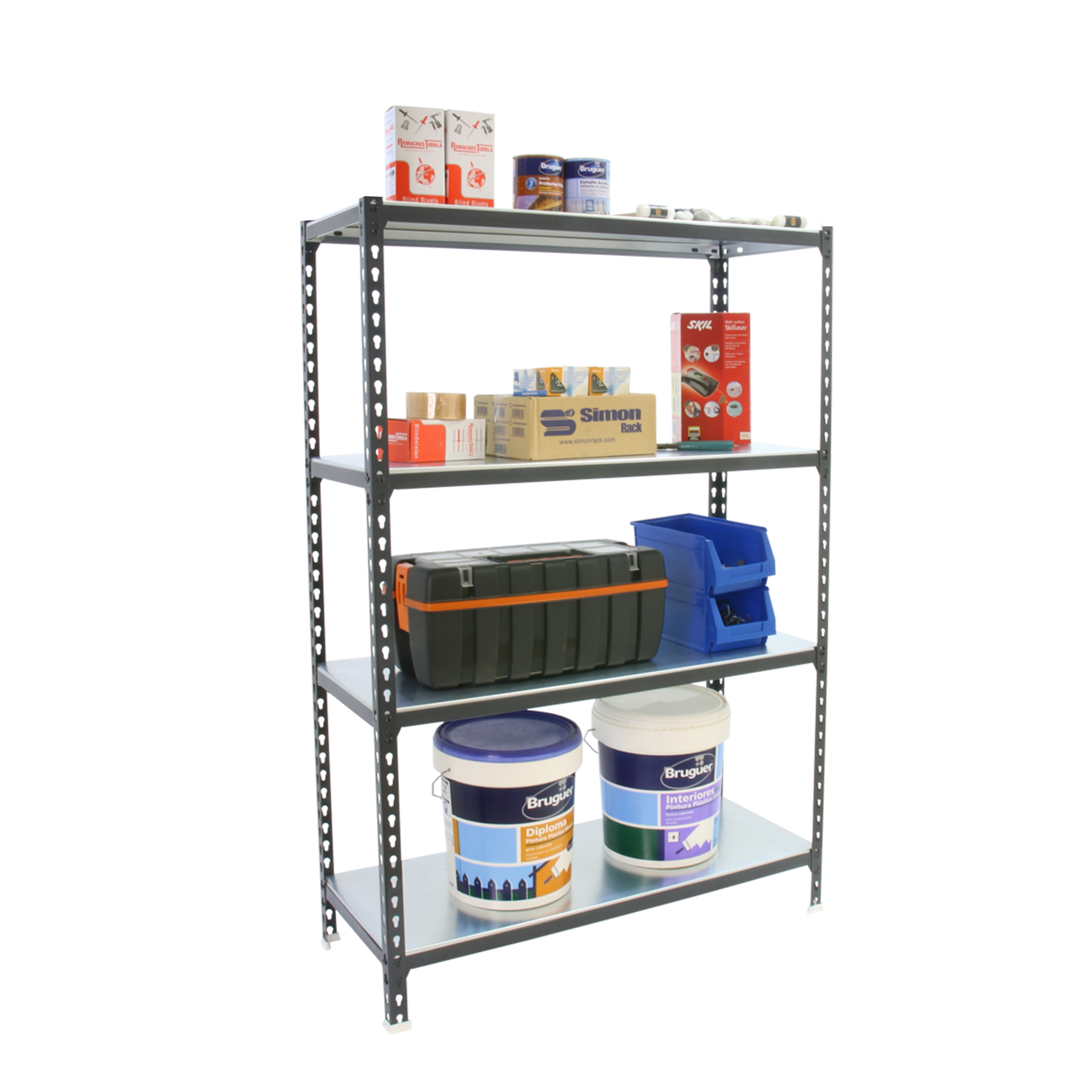 Estante Metálica Simonclick Megaplus 4 Prateleiras - 120x150x50 cm Antracite / Cinzento-2