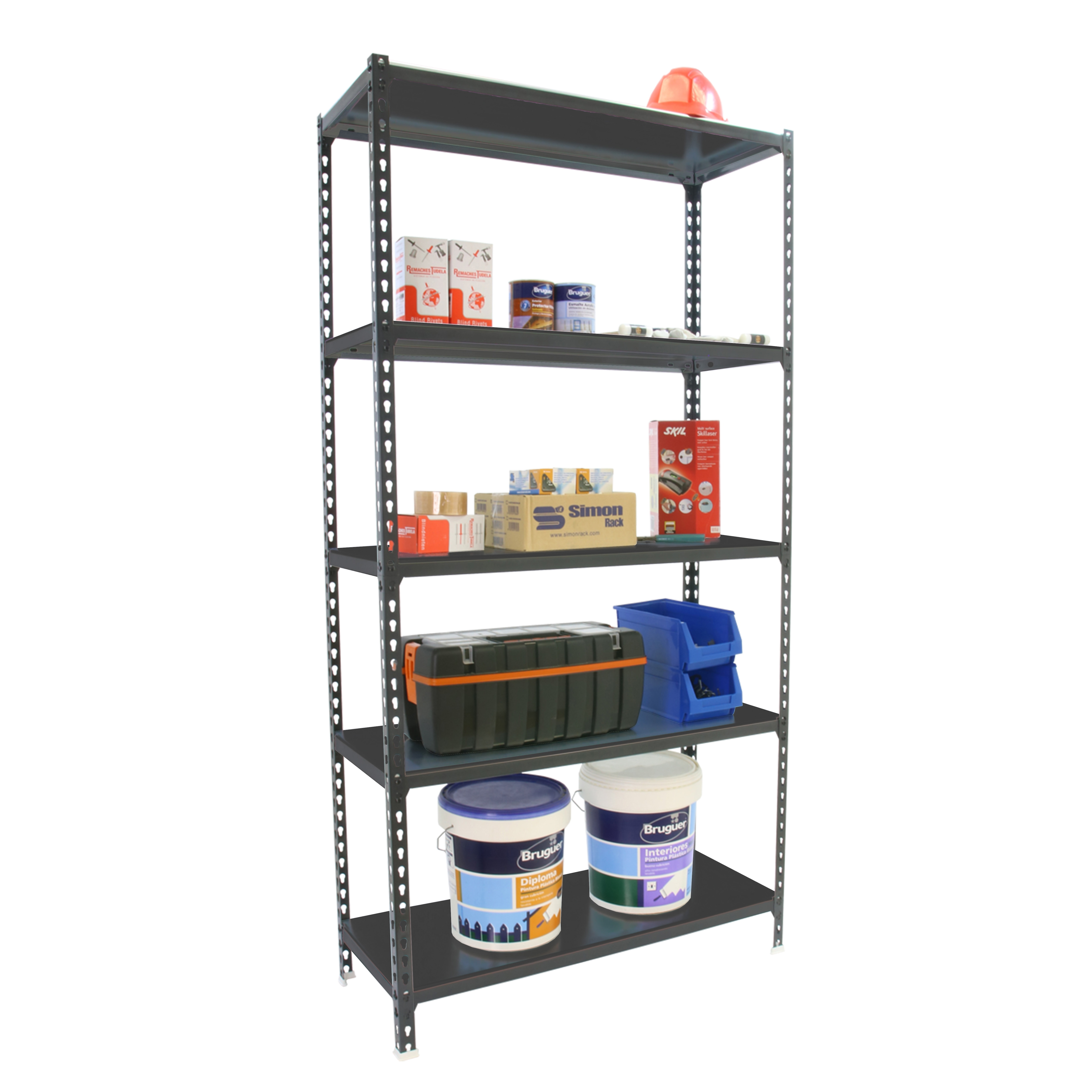 Estante Metálica Simonclick Megaplus 5 Prateleiras - 120x200x40 cm Antracite / Cinzento-2