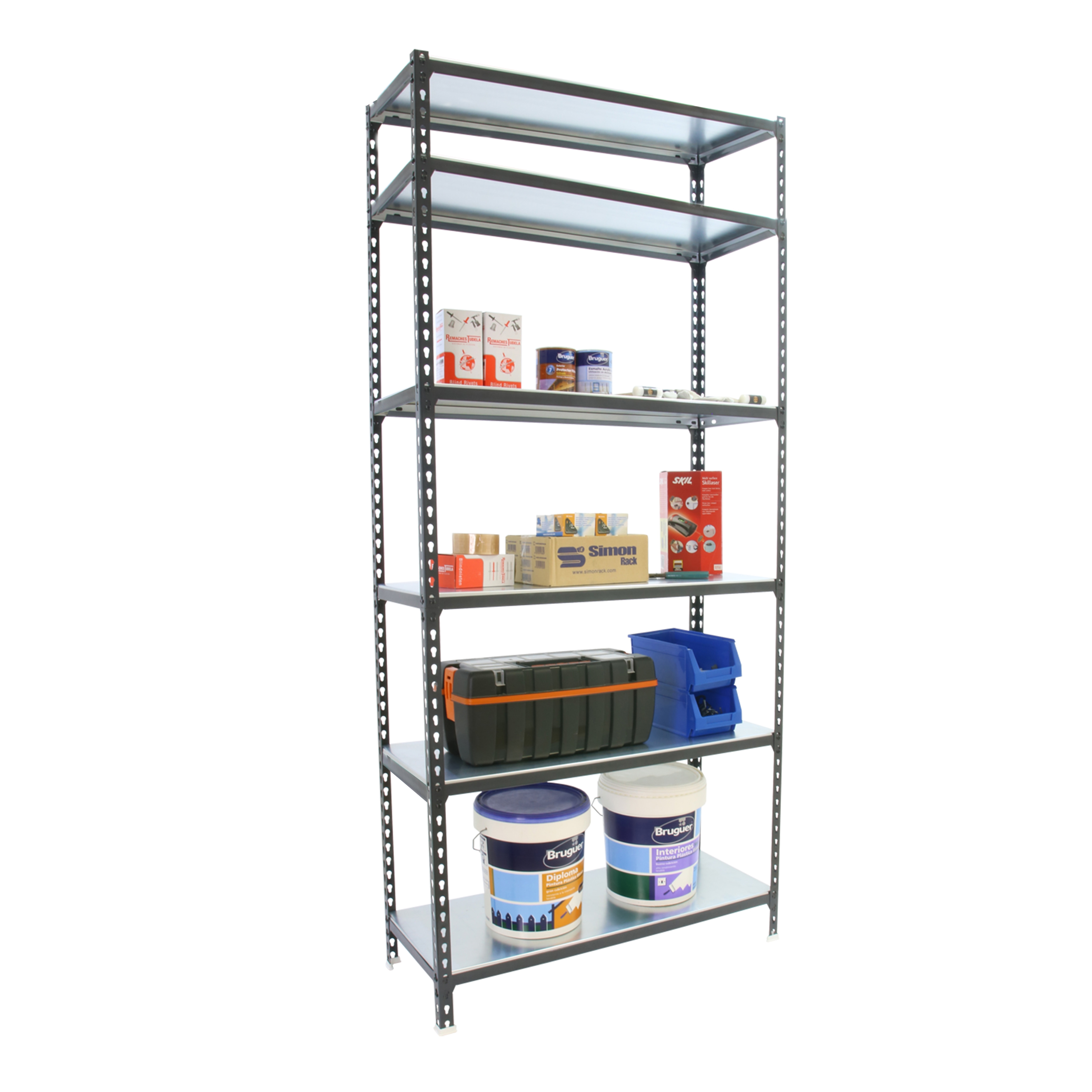 Estante Metálica Simonclick Megaplus 6 Prateleiras - 120x250x50 cm Antracite / Cinzento-2