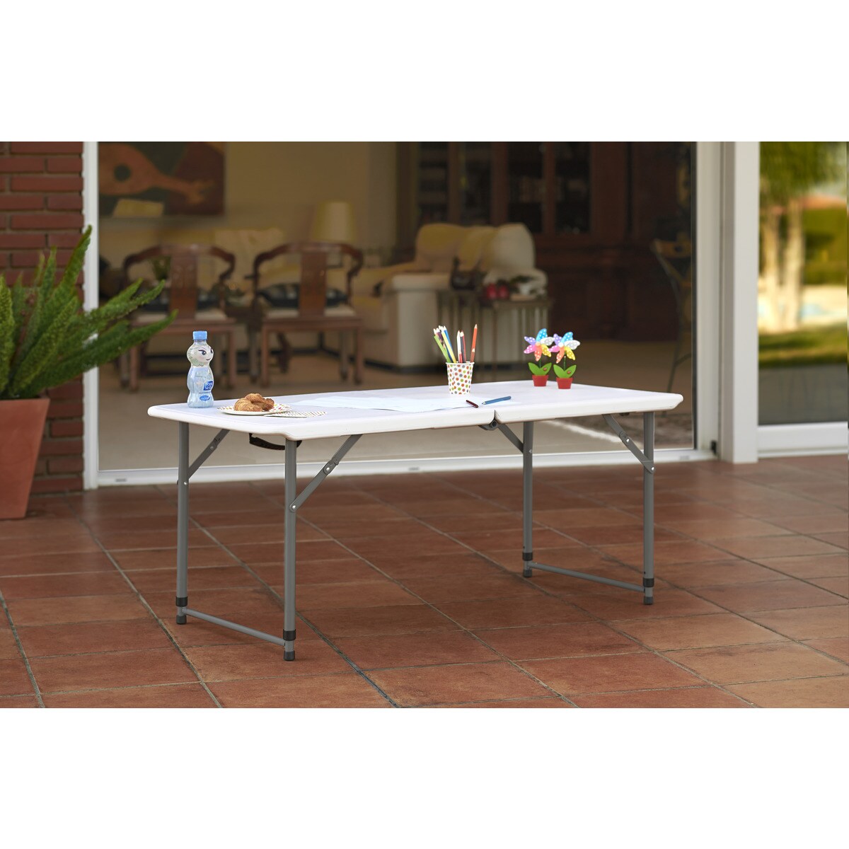 Mesa Dobrável Resina - 120 cm Branco-4