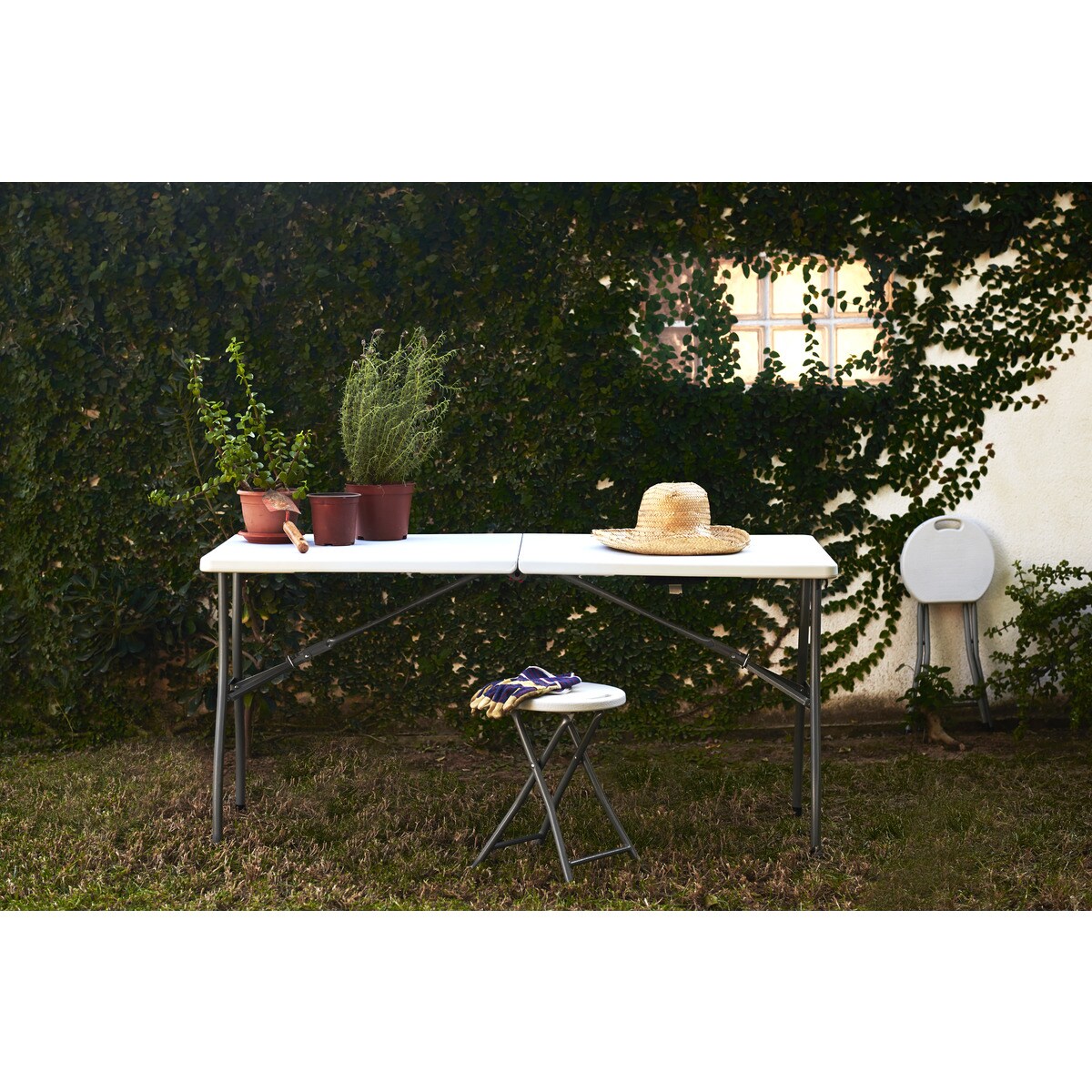 Mesa Dobrável Resina - 152 cm Branco-3