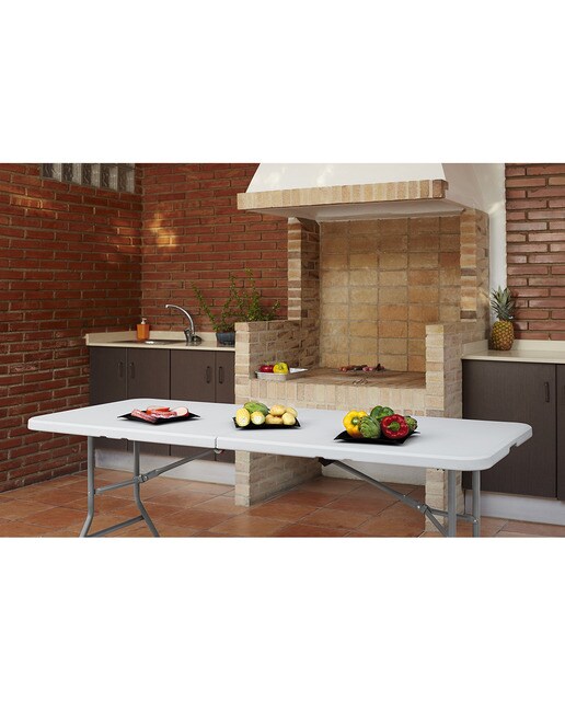Mesa Dobrável em Resina - 180 cm Branco-4