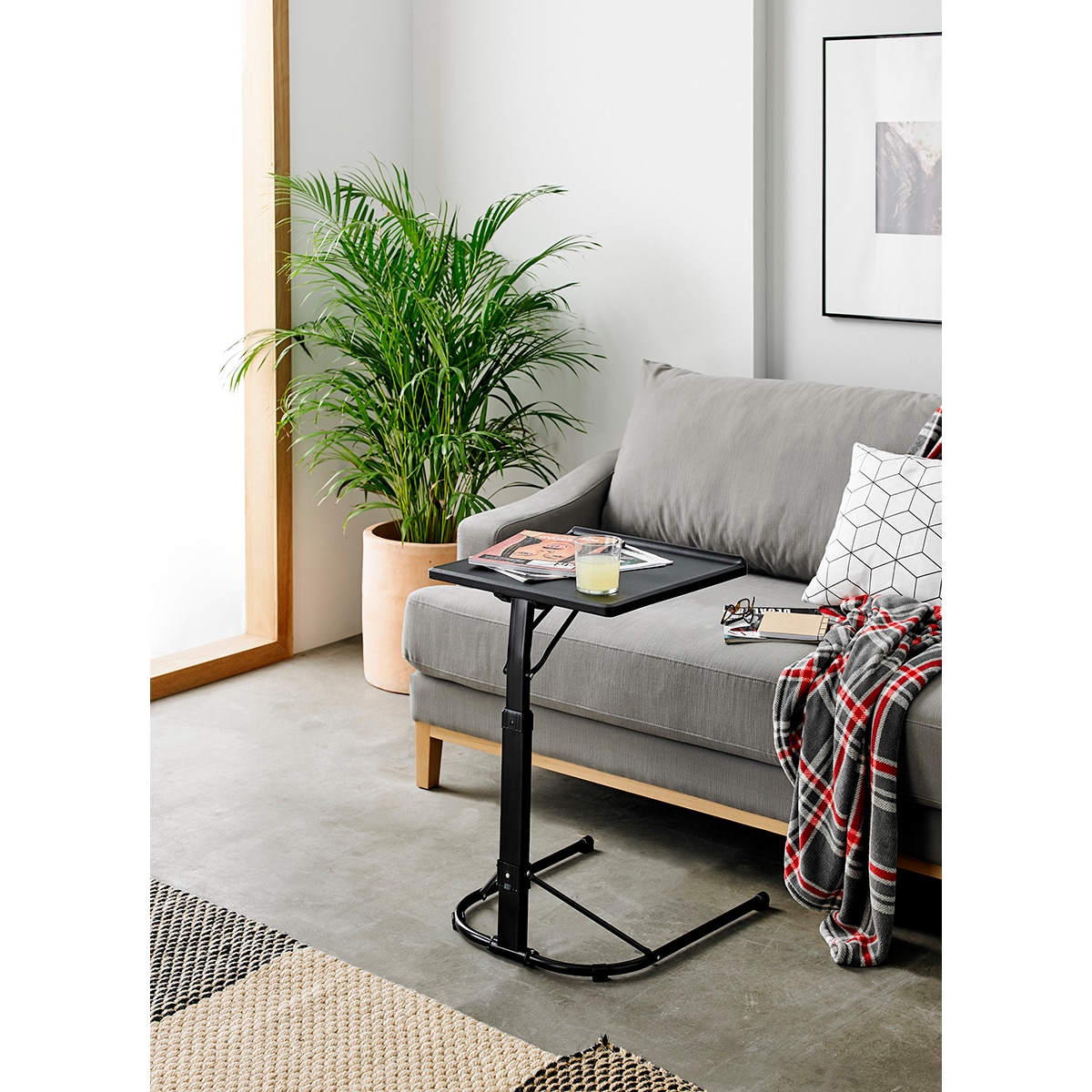 Mesa Auxiliar Plegable con Altura Ajustable Negro-7