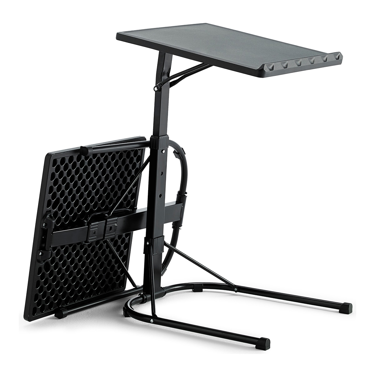 Mesa Auxiliar Plegable con Altura Ajustable Negro-8