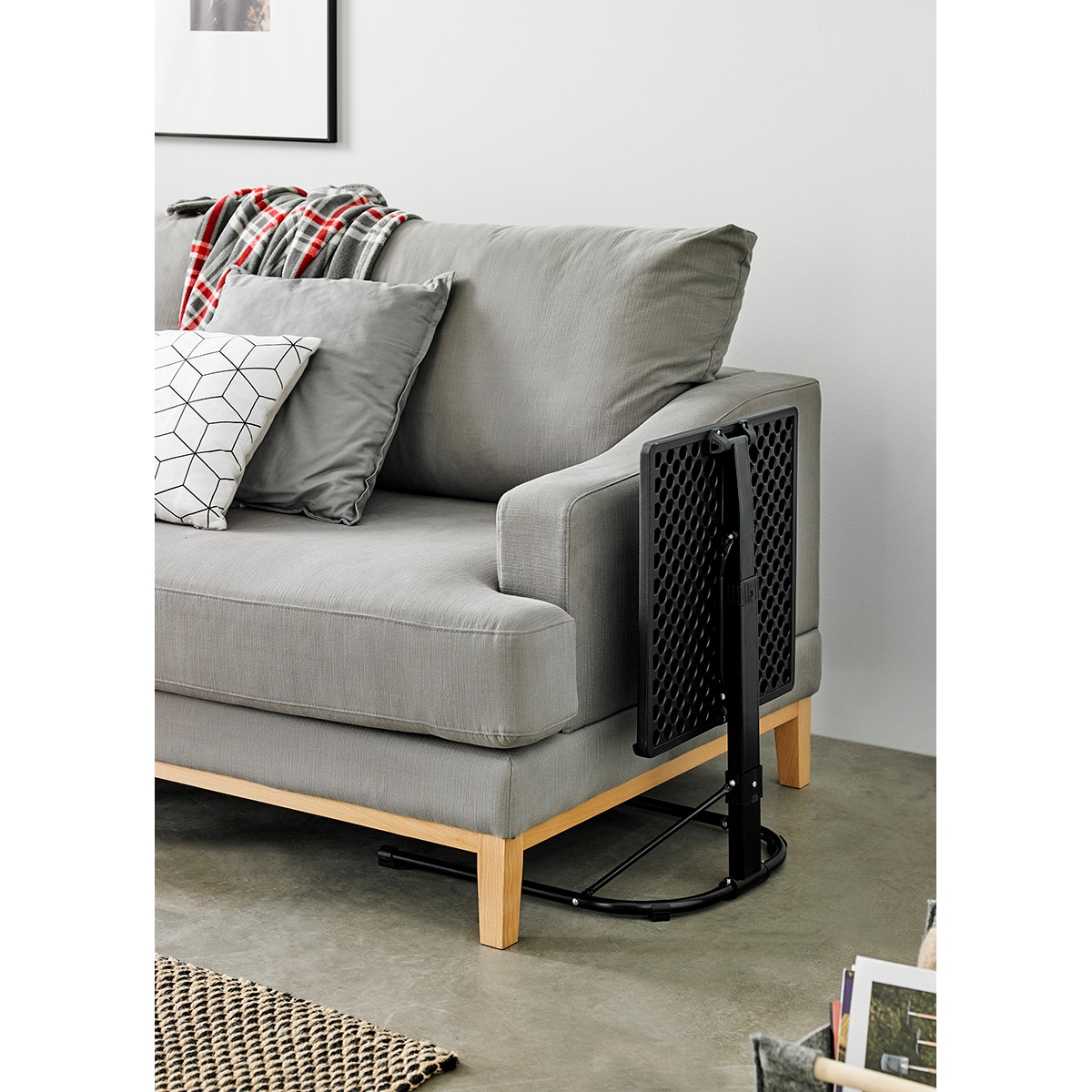 Mesa Auxiliar Plegable con Altura Ajustable Negro-9
