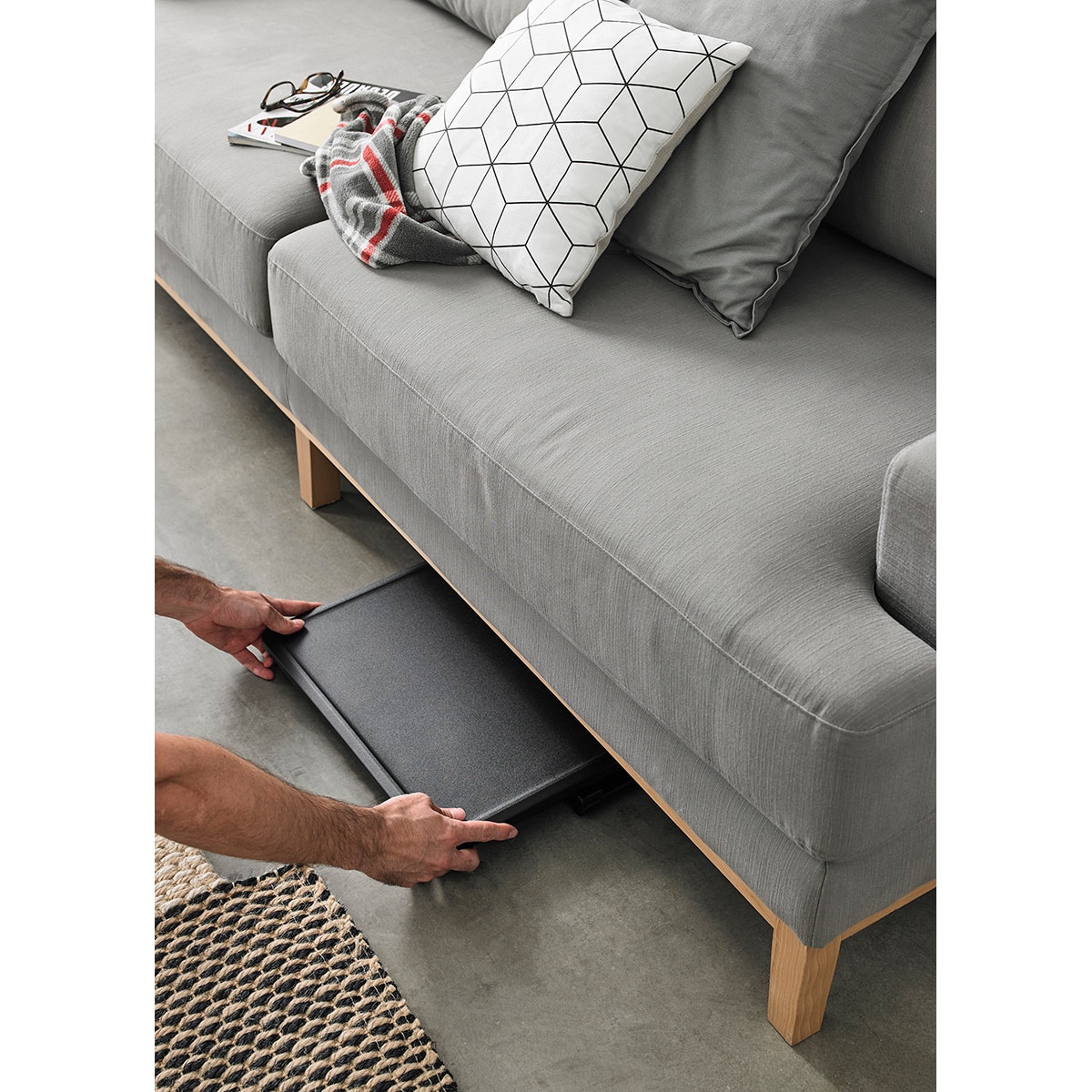 Mesa Auxiliar Plegable con Altura Ajustable Negro-10