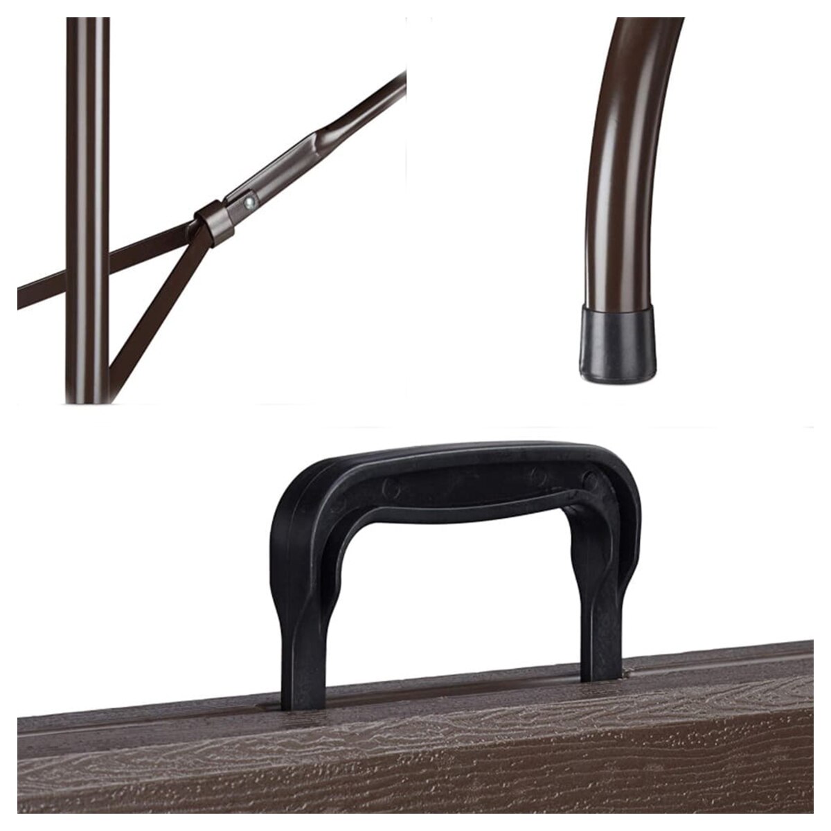 Mesa plegable resina Wood 180 cm Marrón oscuro-4