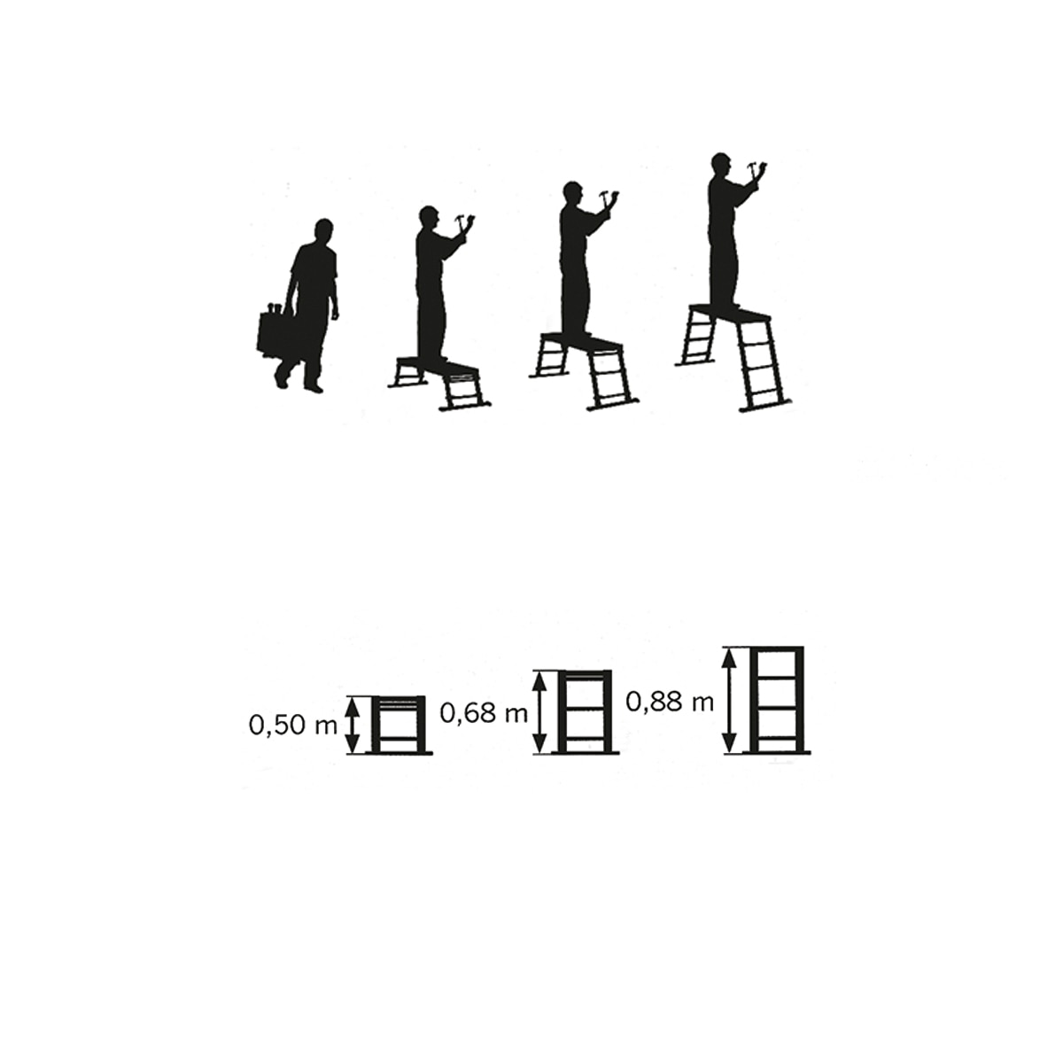 Plataforma Trabajo Telescópica 3 alturas Acero / Negro-7