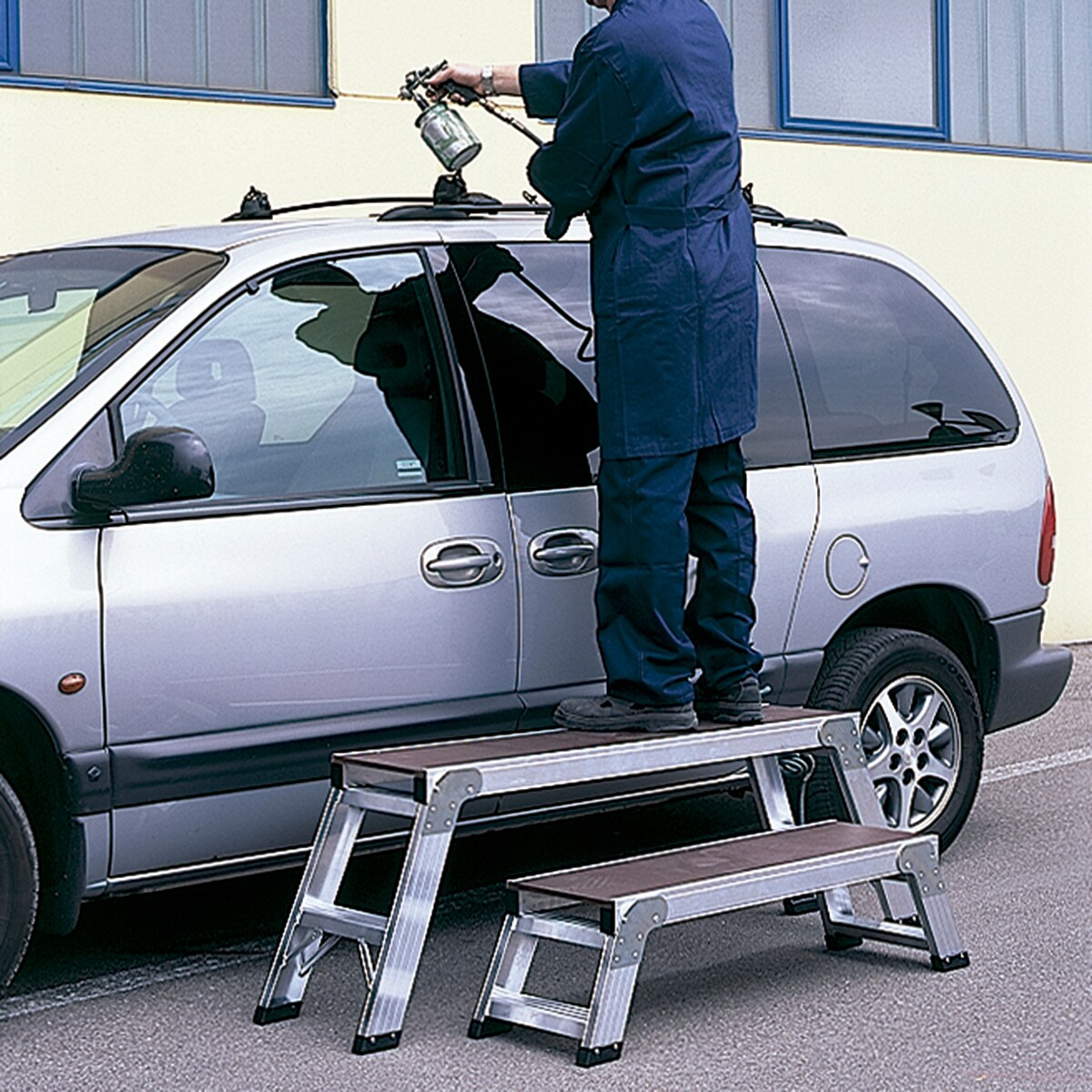 Plataforma de Trabalho Dobrável com 3 Degraus - 87 cm Aço/Preto-6