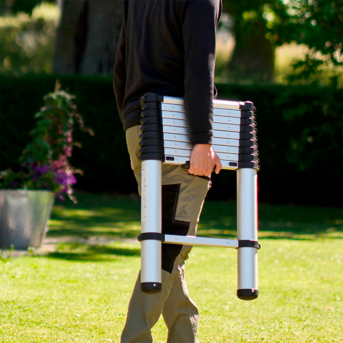 Escalera Telescópica Eco Line 3 m Acero / Negro-5
