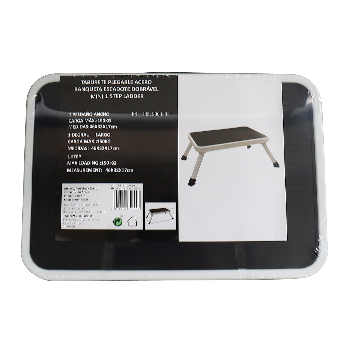 Taburete Plegable Acero 1 peldaños Blanco-9
