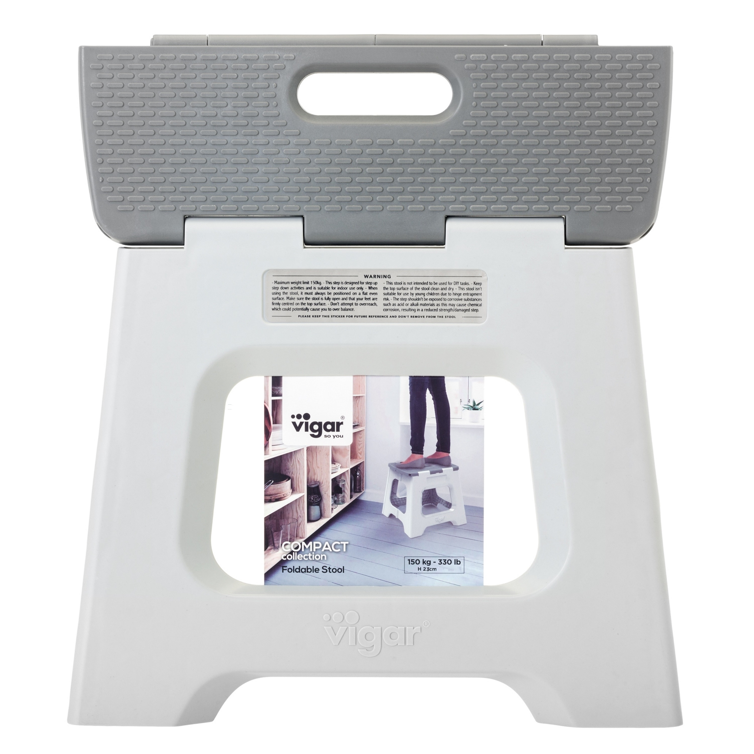 Taburete Plegable Plástico Compact 23 cm Gris-4