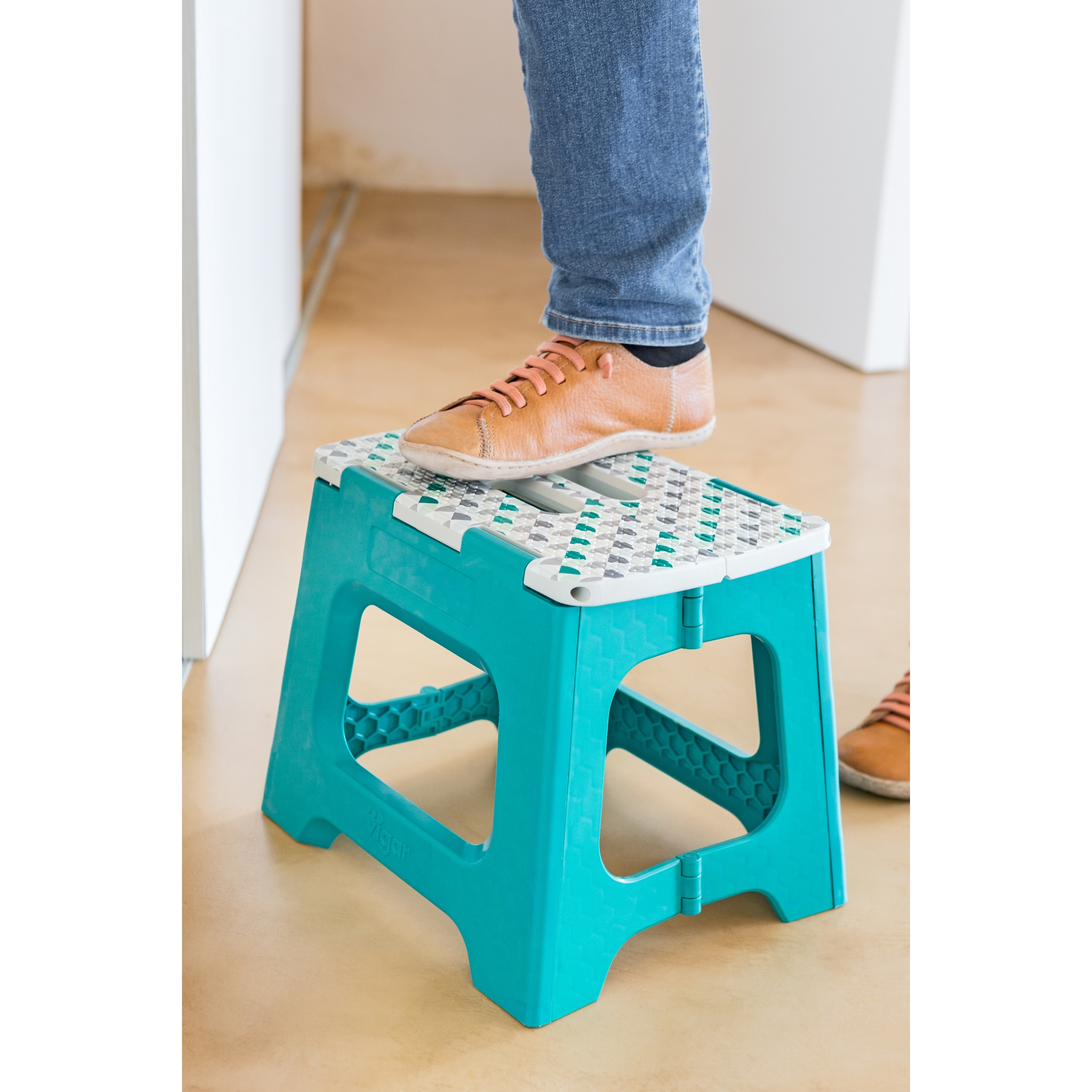Taburete Plegable Plástico Geom 27 cm Turquesa-4