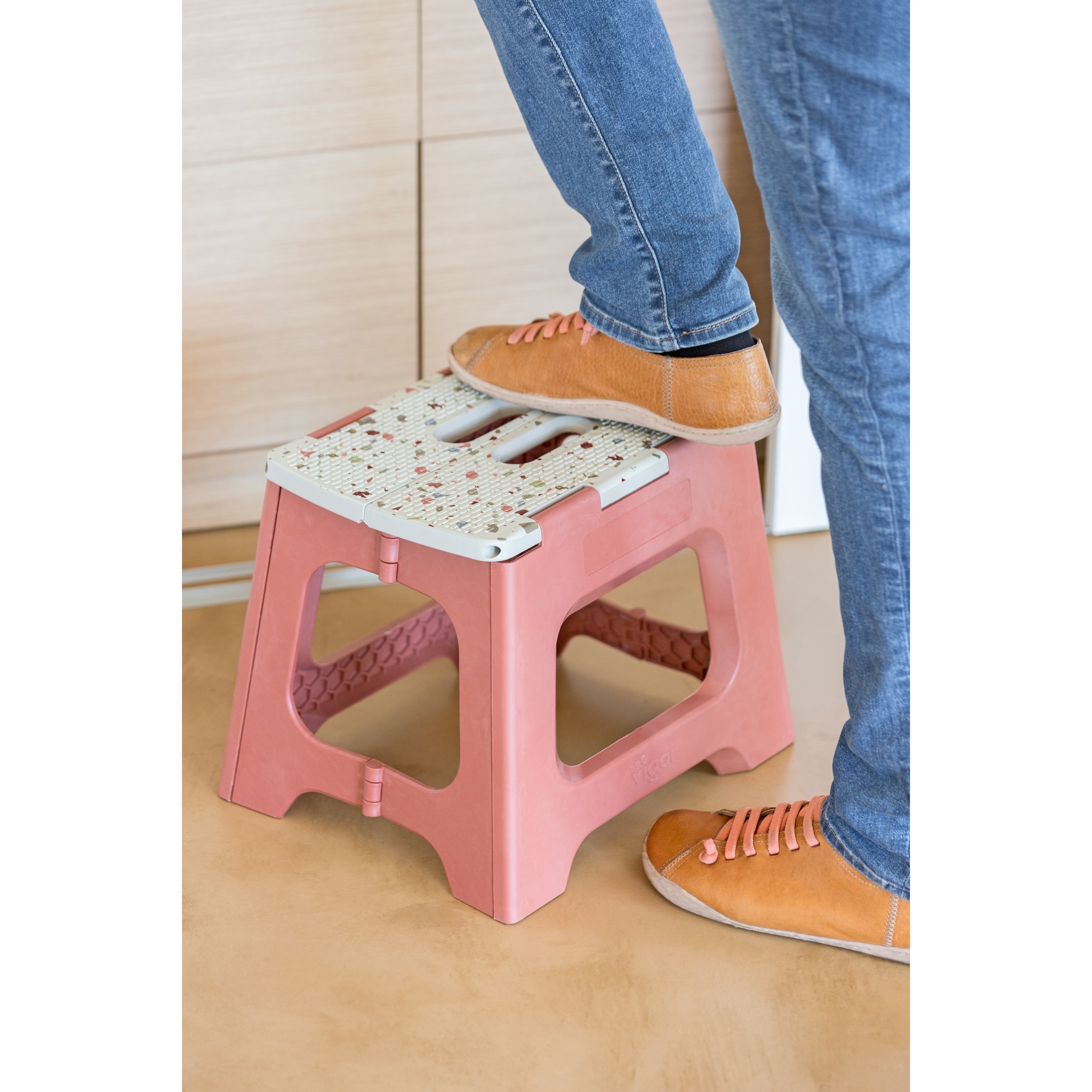 Taburete Plegable Plástico Terrazzo 27 cm Rosa-2