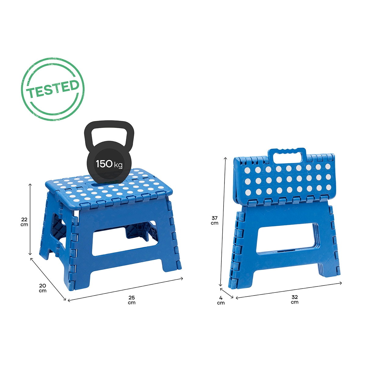 Taburete Plegable Polipropileno 28,5 cm Azul-7