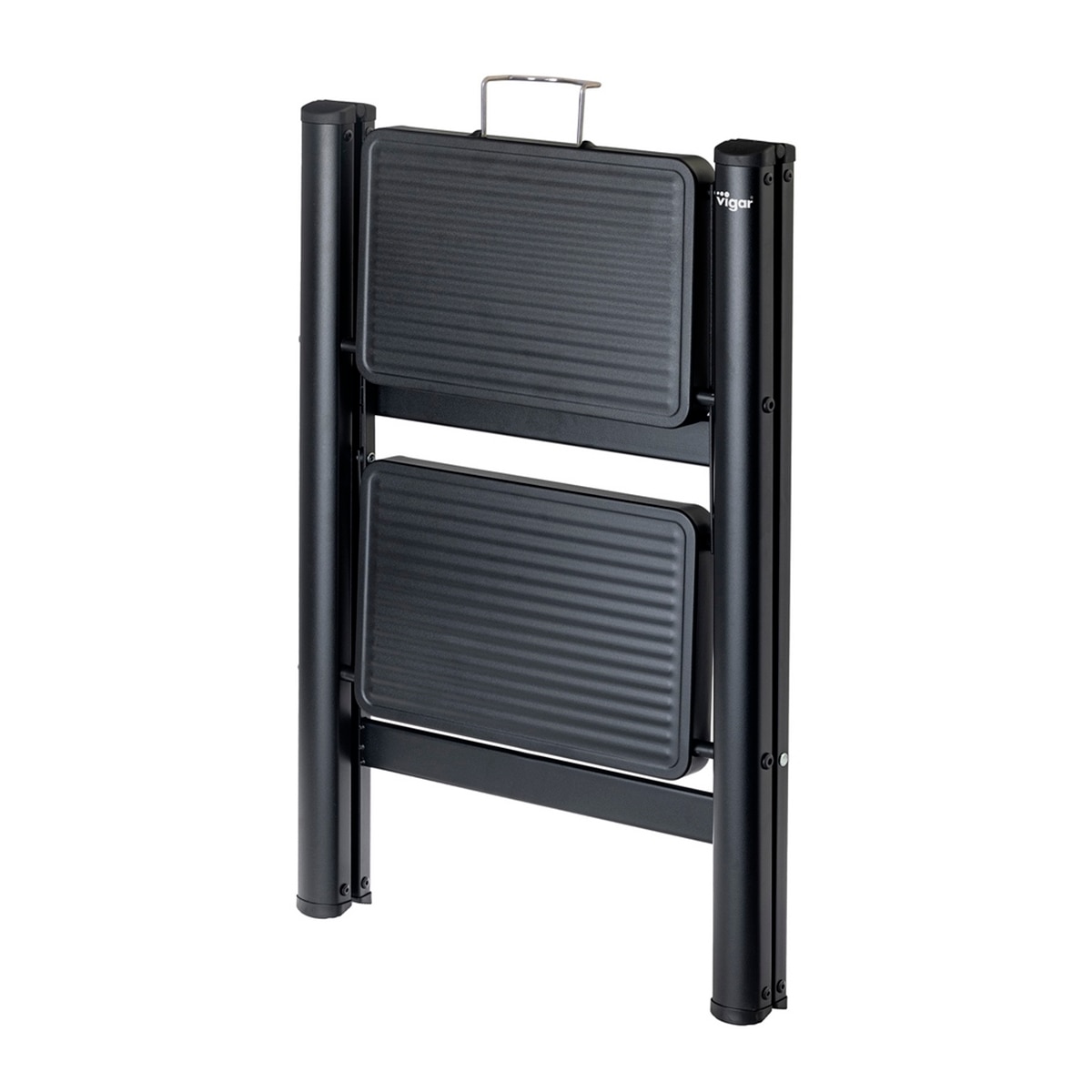 Banco Dobrável de 2 Degraus - Slim Preto Preto-2
