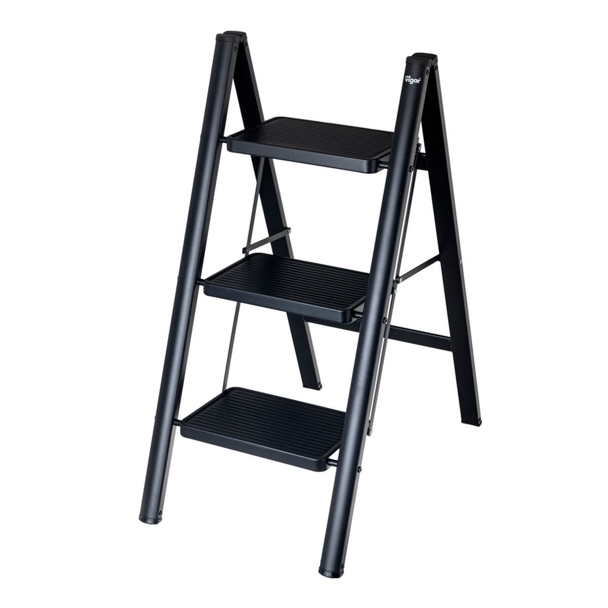 Imagem 0 de Escadote Dobrável Slim de 3 Degraus Preto