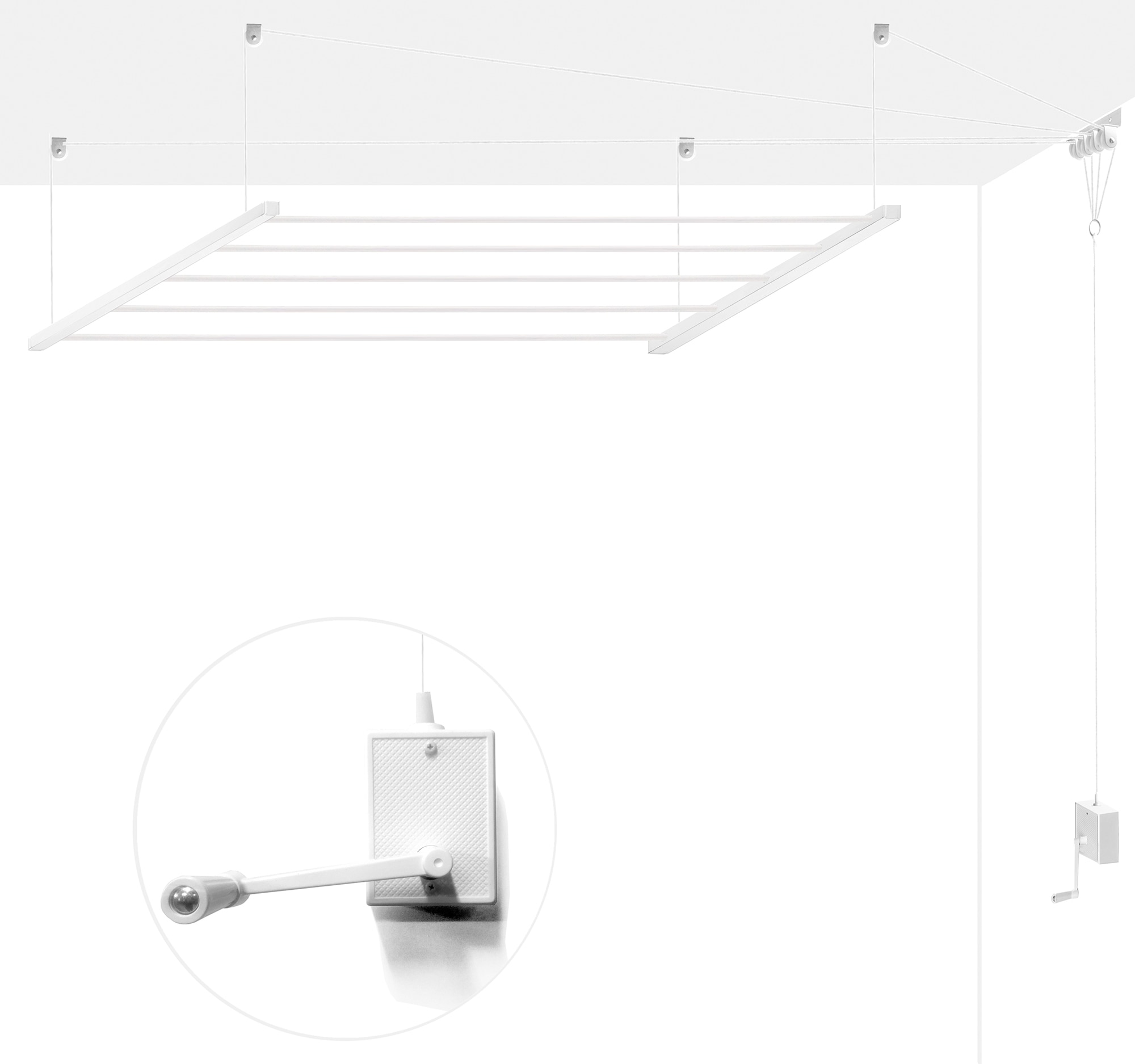 Imagem 0 de Estendal de Teto com Manivela Ceiline