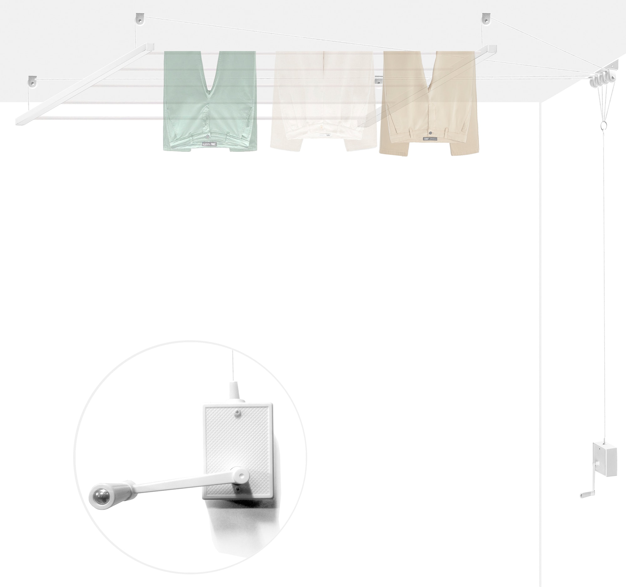 Estendal de Teto com Manivela Ceiline Branco-2