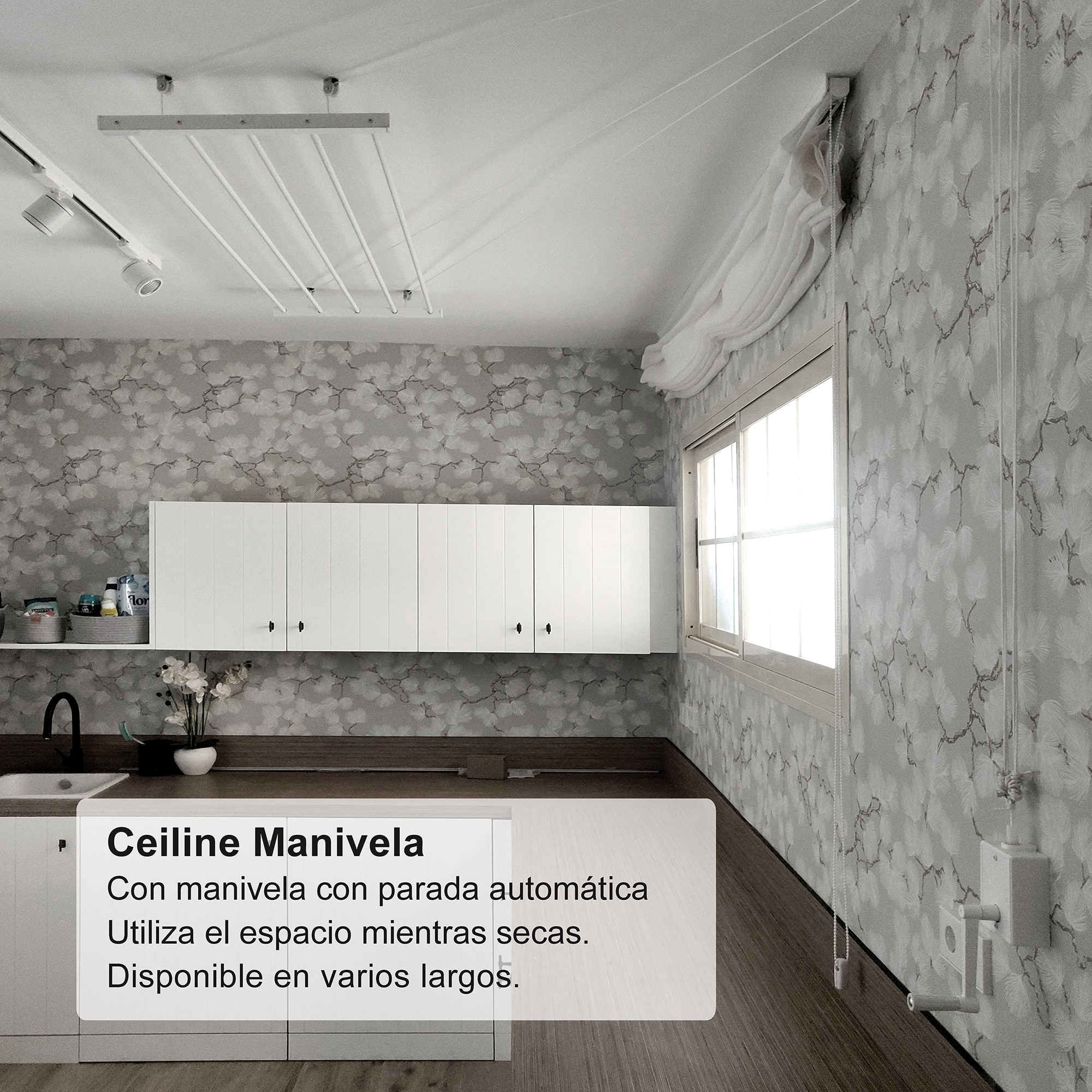 Estendal de Teto com Manivela Ceiline Branco-3
