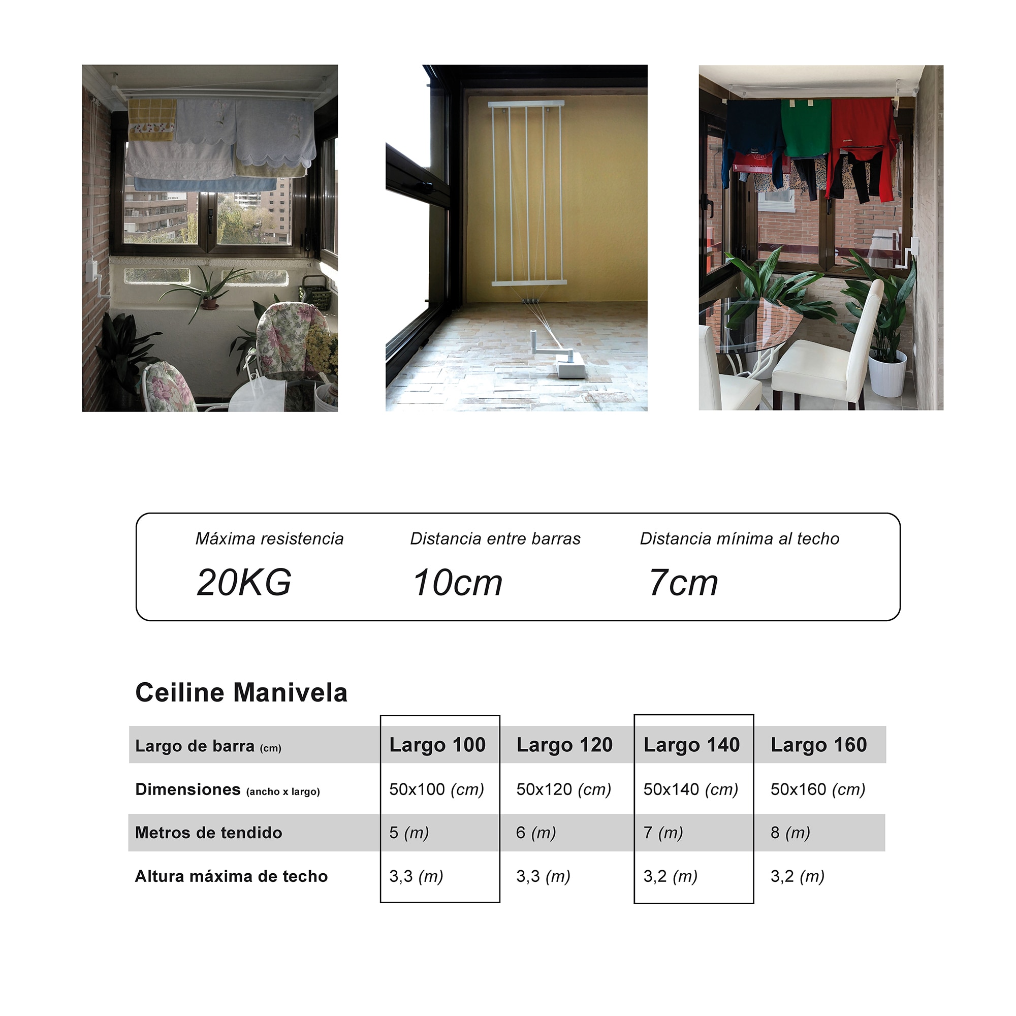 Estendal de Teto com Manivela Ceiline Branco-4