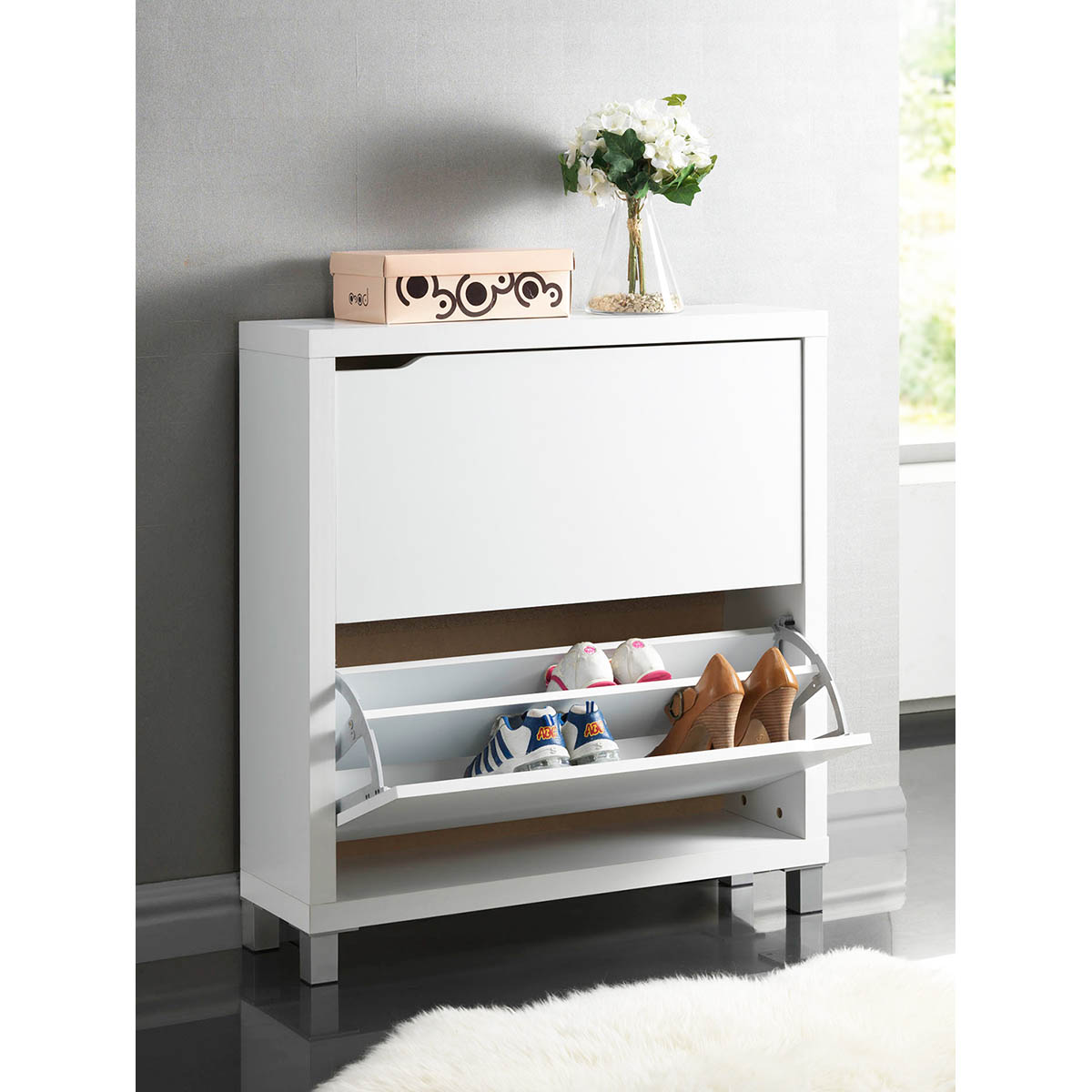 Móvel Sapateiro Kubox 2 Compartimentos com Acabamento - Branco Branco-3